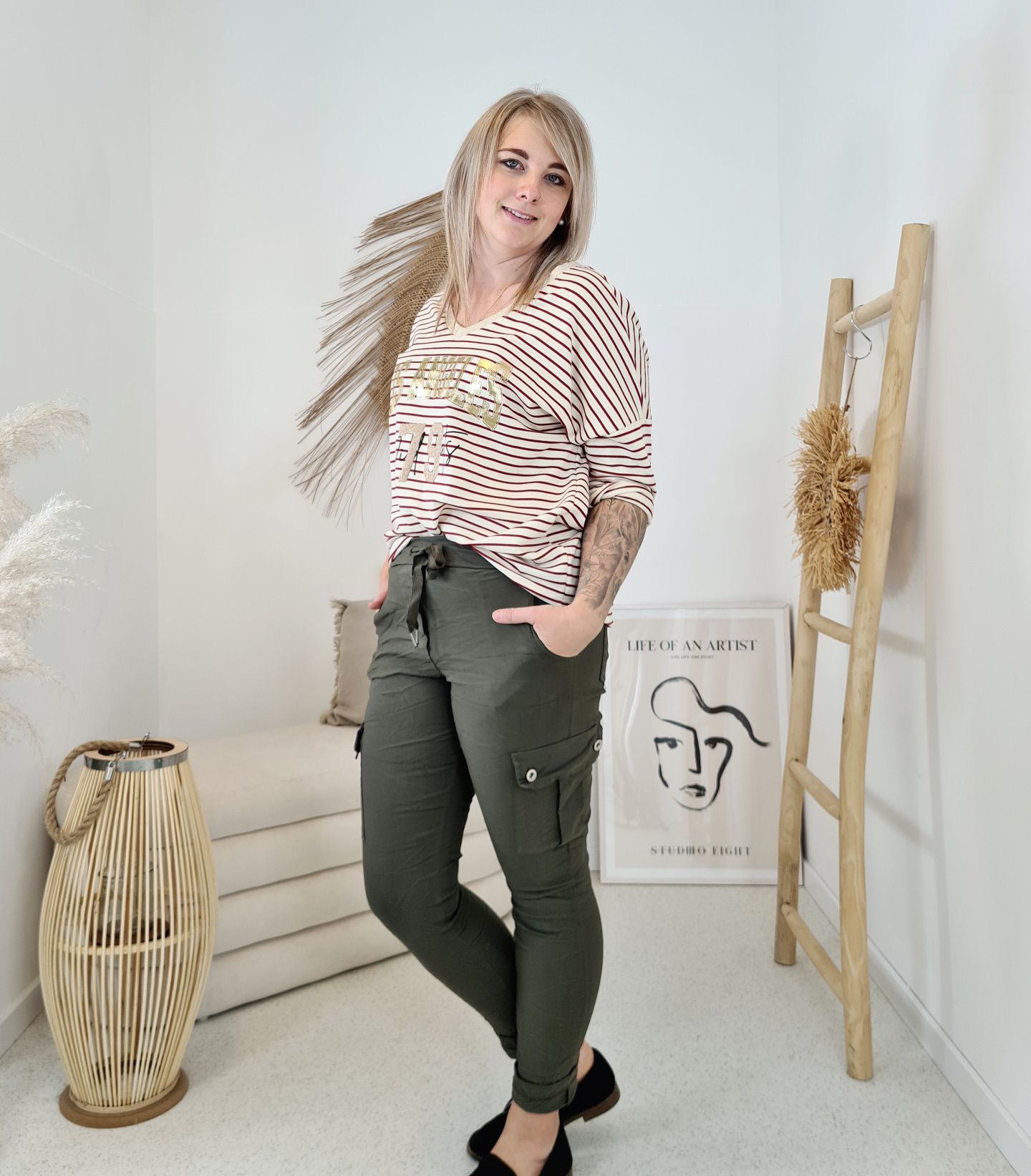 BASIC SHIRT LOS ANGELES STRIPES GLAMOUR ANTHRAZIT Streifen Longsleeve 34-42 Made in Italy Anthrazit BASIC SHIRT LOS ANGELES STRIPES GLAMOUR ANTHRAZIT Streifen Longsleeve 34-42 Made in Italy Anthrazit