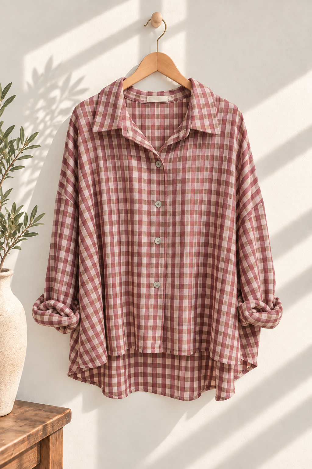 Oversize-Karo-Bluse BL0105 – Made in Italy Gr. 34-44 Karo kariert