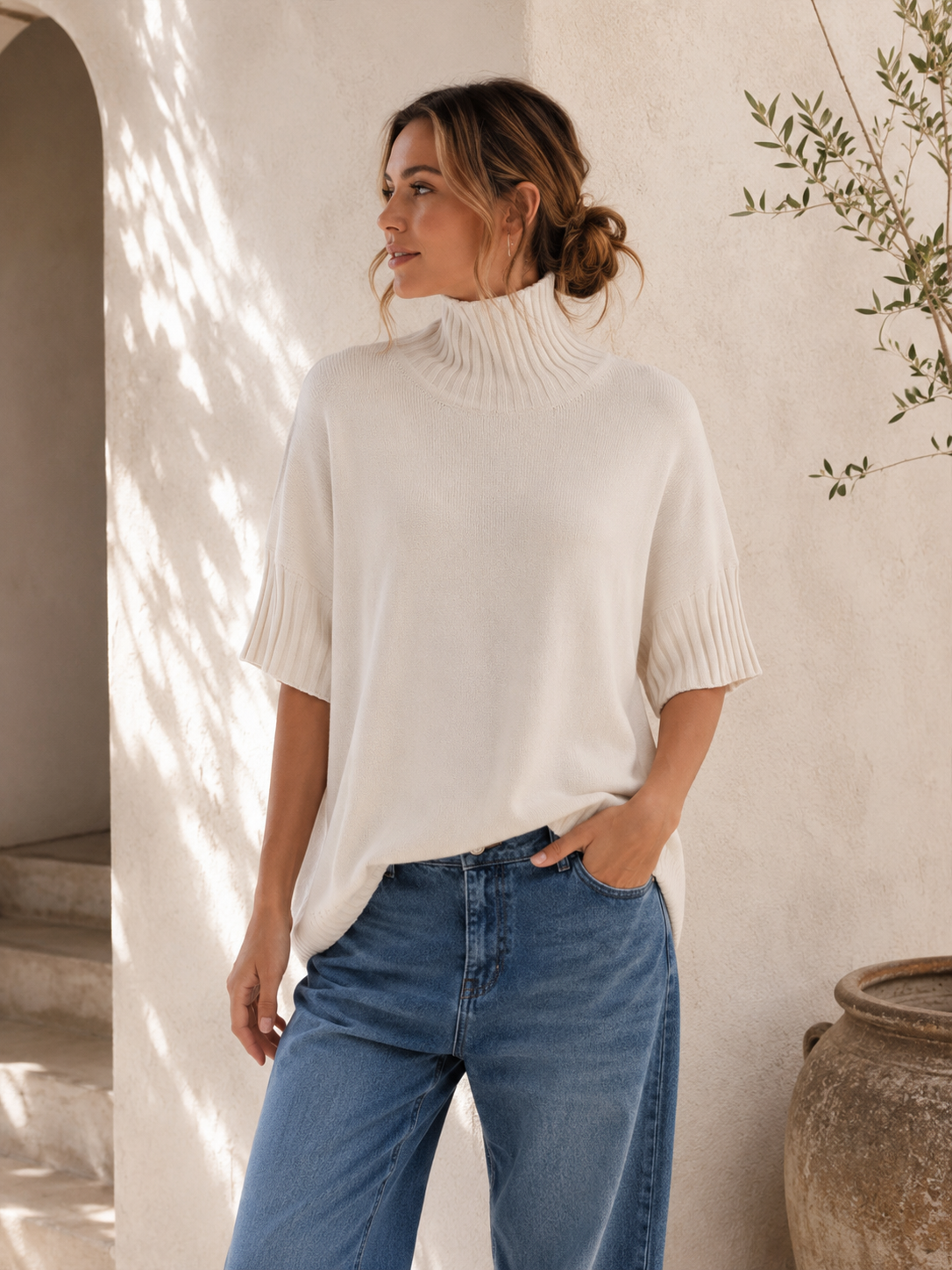 Strickpullover mit Stehkragen & Rippenstrick I NO. SP0017 I Made in Italy 34-42/44