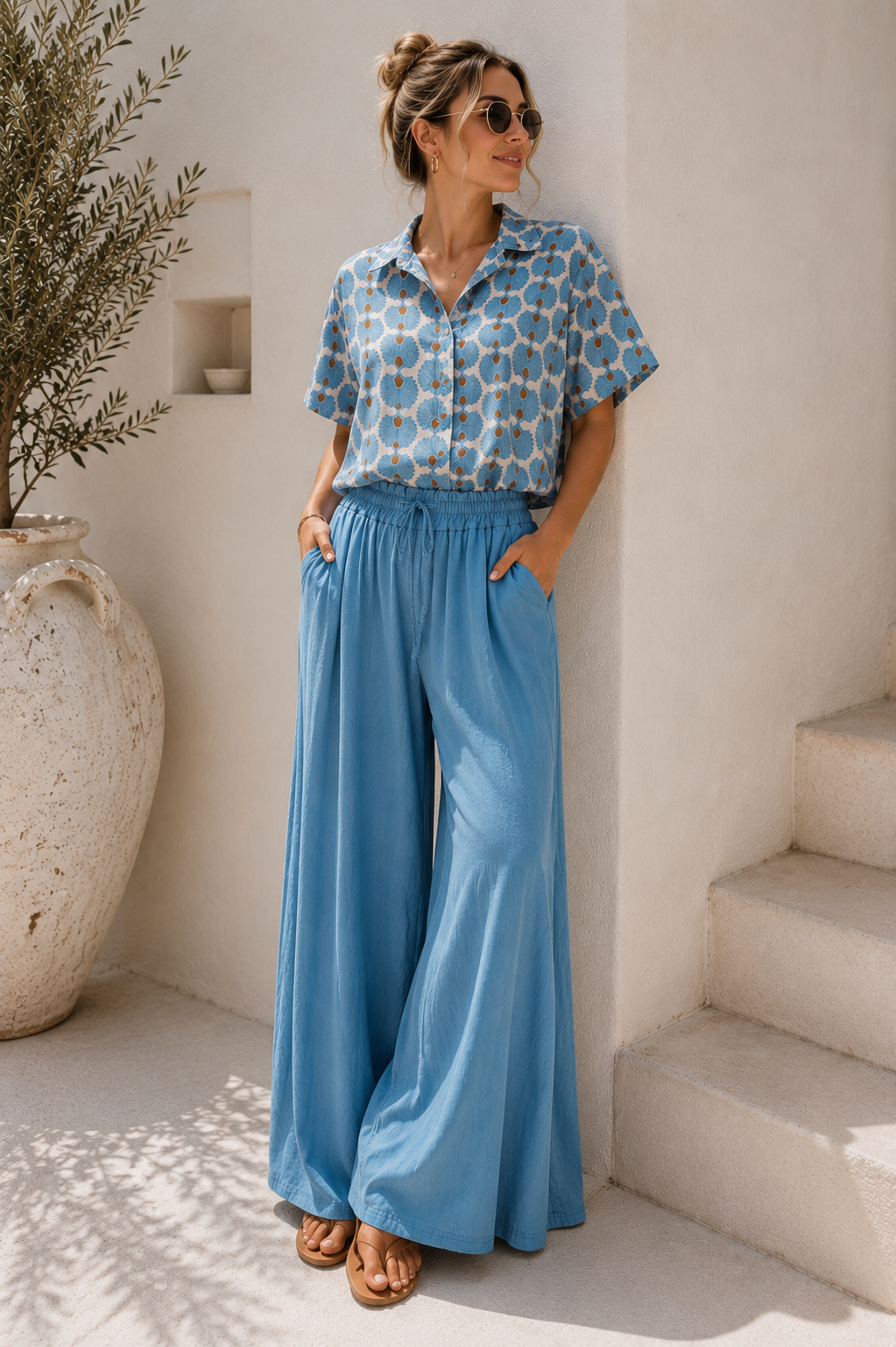 Cropped-Bluse Solea Ballonbluse Made in Italy Gr. 34-42