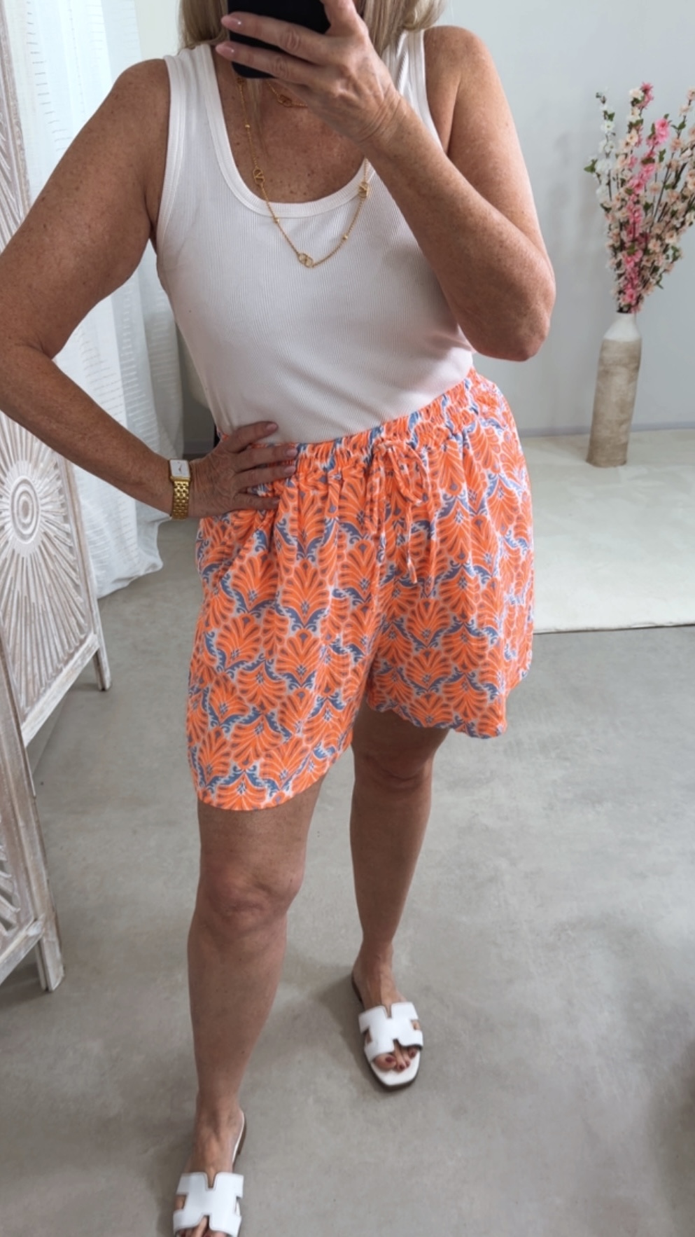 💖✨🌿 Musselin-Shorts Gina Fantasy-Muster Made in Itlay 34-42