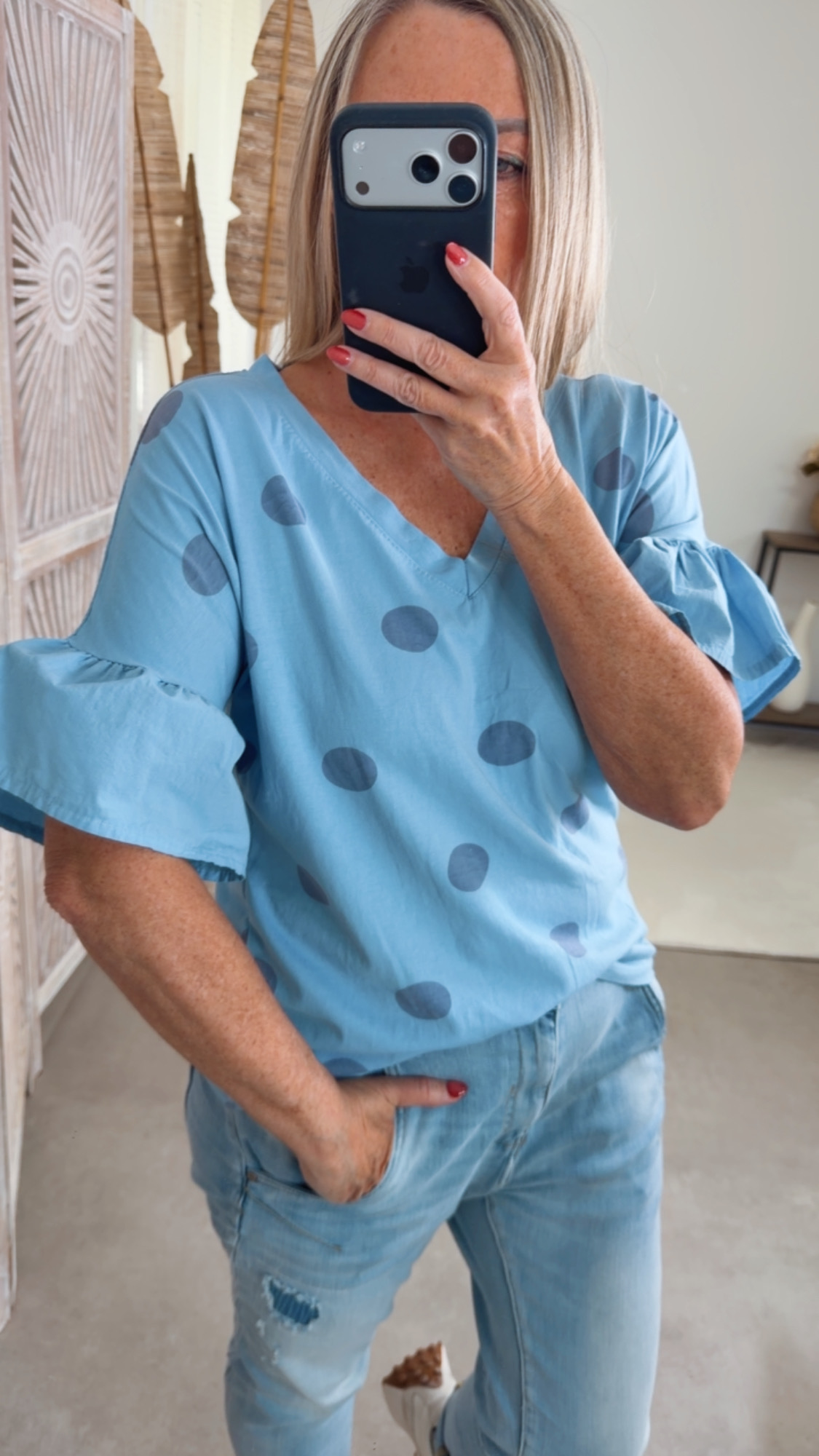 Polka Dots-Shirt „Bellagio“ – Made in Italy 🌸 Größe 34 bis 40/42