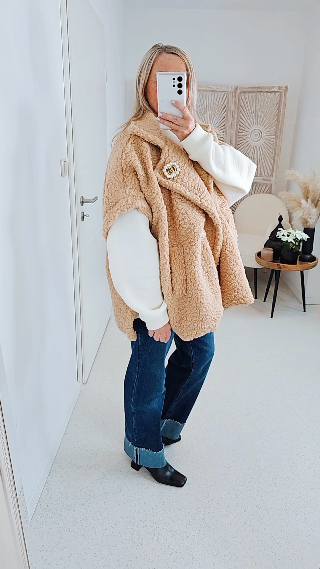 TEDDY WESTE ANNI Made in Italy 34-46/48 Mantel Jacke ärmellos COAT TEDDY WESTE ANNI Made in Italy 34-46/48 Mantel Jacke ärmellos COAT