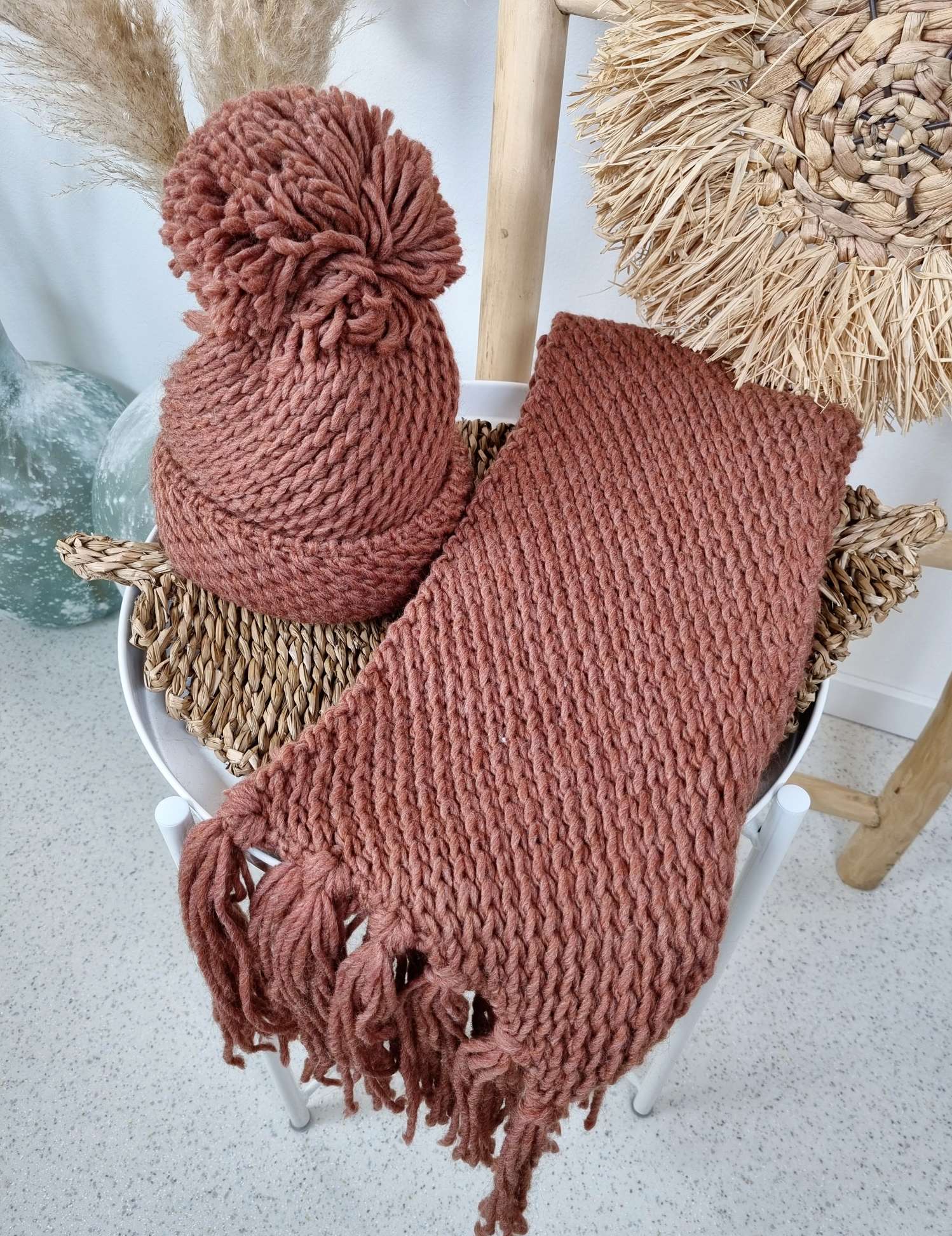 EDLER SCHAL SCARF GIADA ROST Made in Italy kuscheliger weicher Strick Schal Fransen EDLER SCHAL SCARF GIADA ROST Made in Italy kuscheliger weicher Strick Schal Fransen