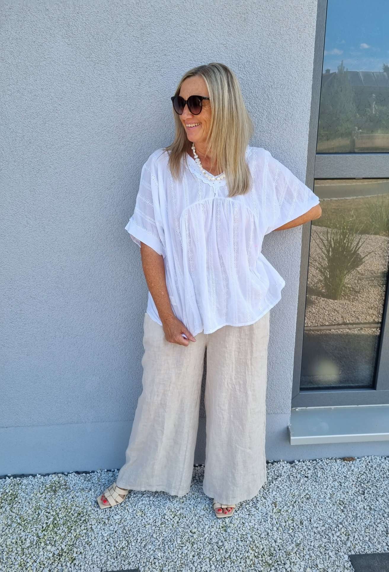 BLUSE TIANA WEISS 34-42 Made in Italy Oversize Tunika Shirt BLUSE TIANA WEISS 34-42 Made in Italy Oversize Tunika Shirt