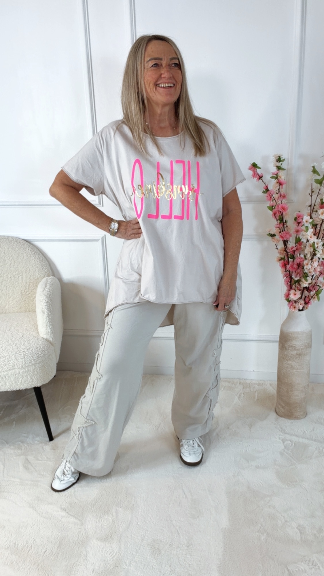 Vokuhila T-Shirt Liorabella Hello Sunshine Made in Itlay 34-44/46