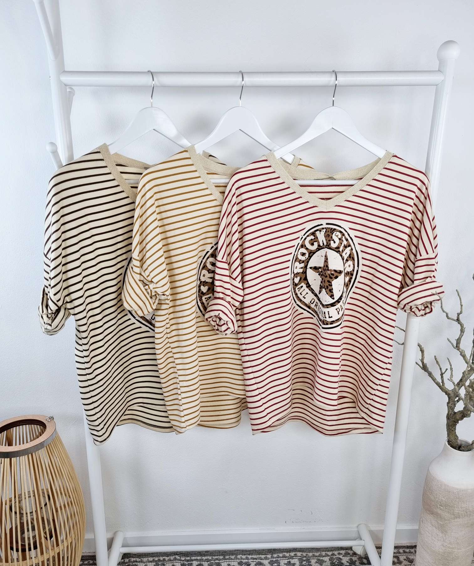STRIPED LONGSLEEVE SHIRT LEO ROCKSTAR CAMEL 34-42 Made in Italy versch. Farben STRIPES STREIFEN STRIPED LONGSLEEVE SHIRT LEO ROCKSTAR CAMEL 34-42 Made in Italy versch. Farben STRIPES STREIFEN
