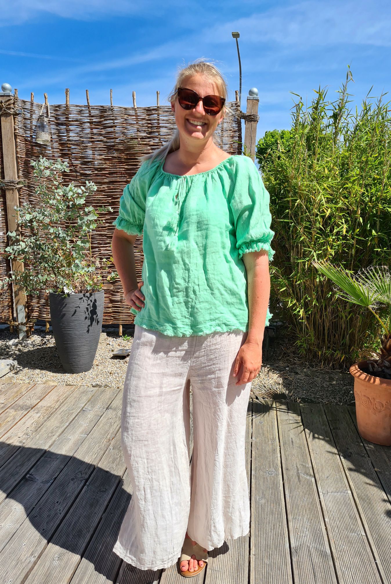 LINEN BLUSE VERONA GRÜN 34-42 Made in Italy Leinen Oversize Tunika Shirt LINEN BLUSE VERONA GRÜN 34-42 Made in Italy Leinen Oversize Tunika Shirt