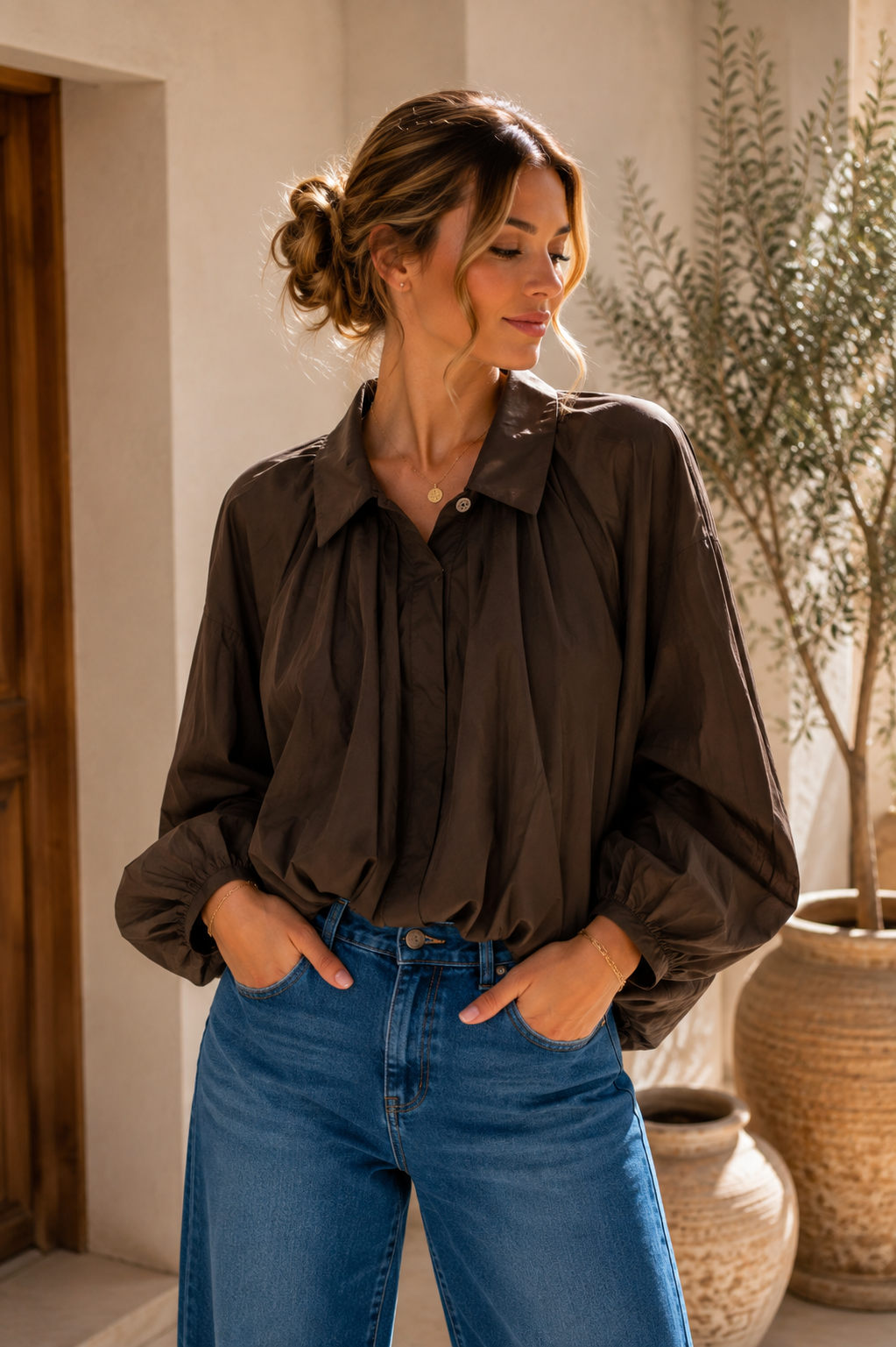 Ballonbluse „Vittoria“ – Made in Italy 🇮🇹  34-42 Basic Bluse