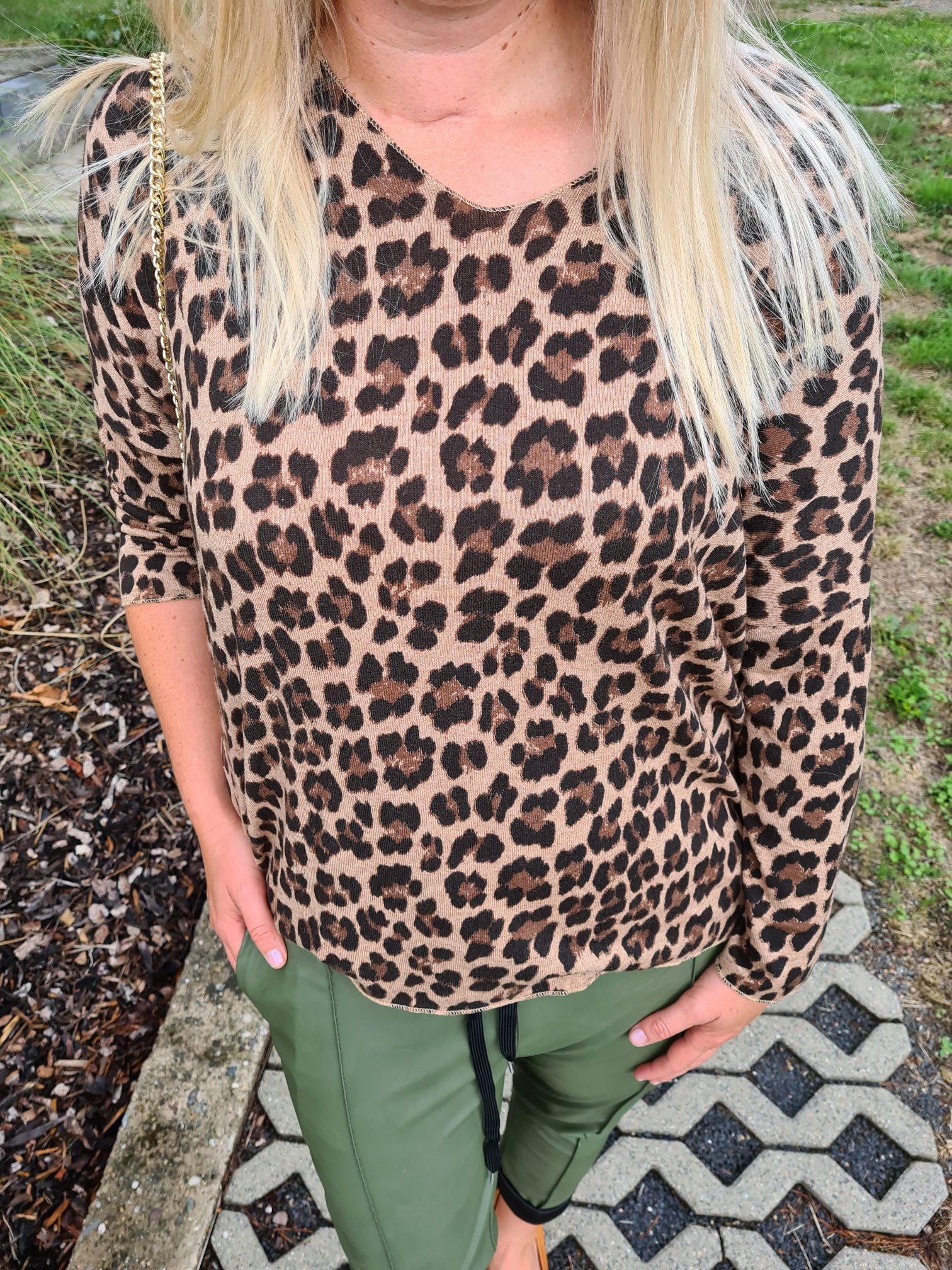 LIGHT KNIT LONGSLEEVE SHIRT MARIKA LEO CAMEL Basic Langarm Pullover Leopard Sweater Made in Italy 34-42 LIGHT KNIT LONGSLEEVE SHIRT MARIKA LEO CAMEL Basic Langarm Pullover Leopard Sweater Made in Italy 34-42