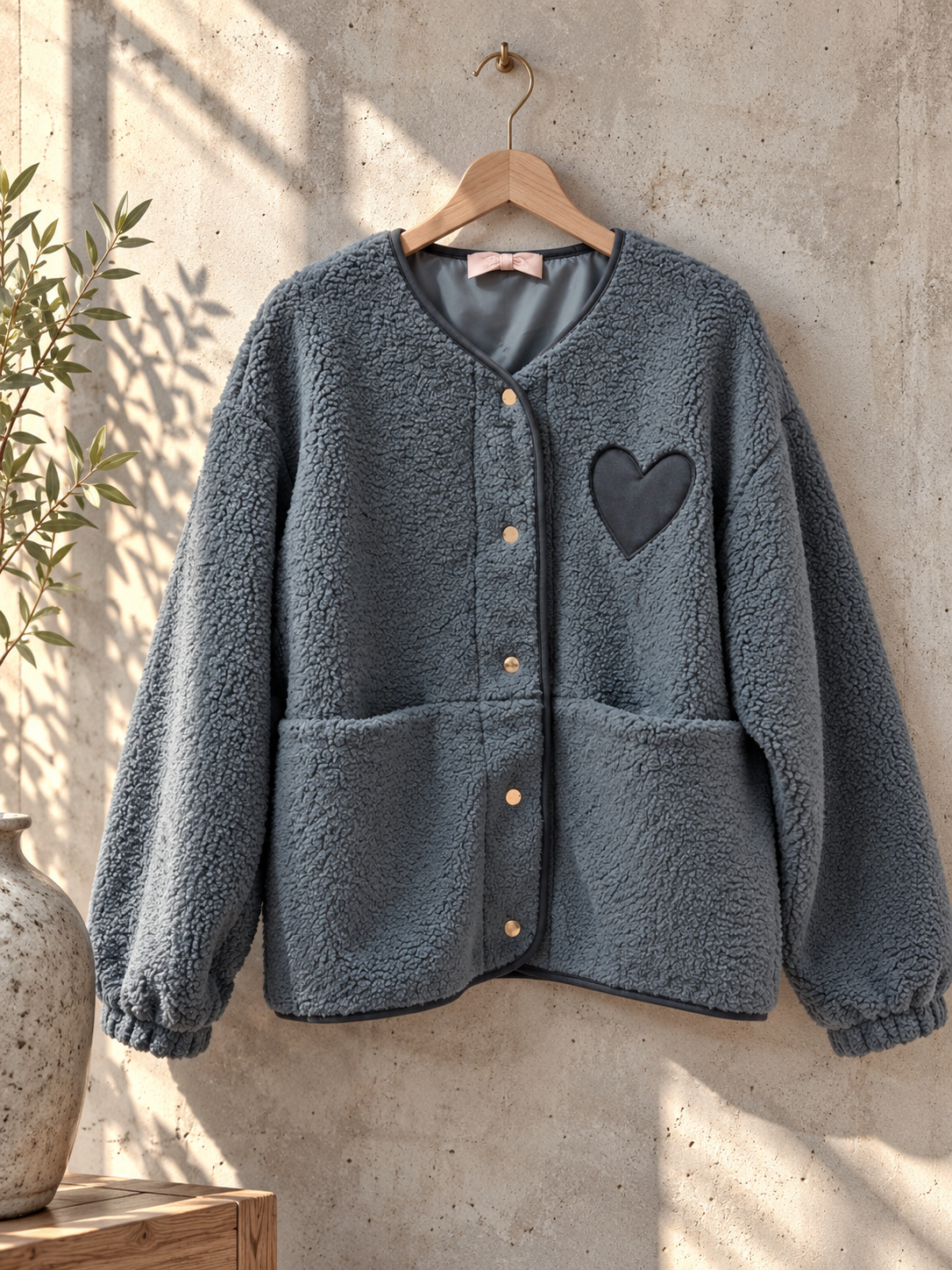 Teddyjacke mit Herz – TJ0122 | Made in Italy | passt bis gute Gr. 42