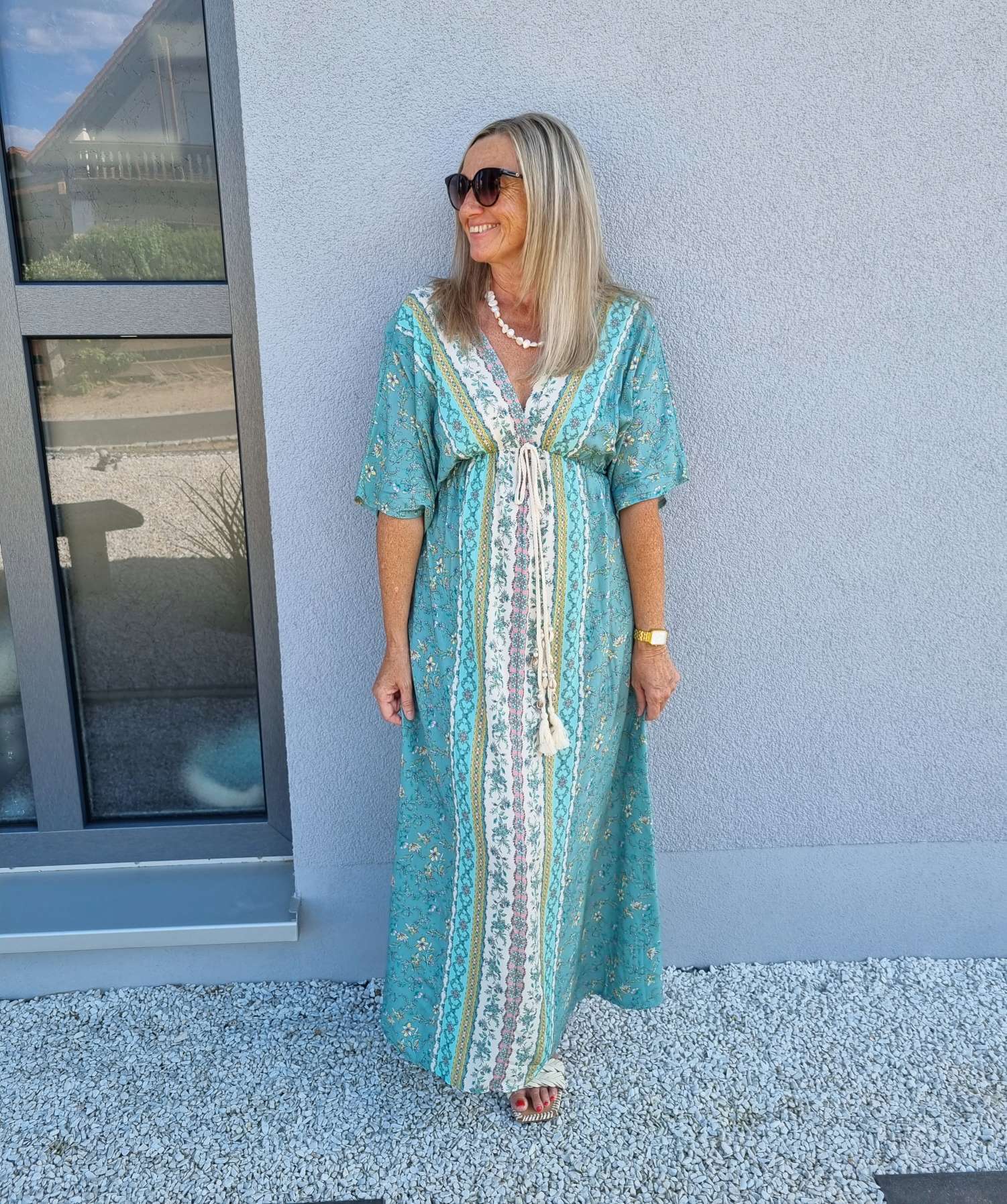 FLORAL MAXI DRESS VIVI MINT GRÜN 34-42 Made in Italy langes Sommer Kleid FLOWERS Blumen Boho FLORAL MAXI DRESS VIVI MINT GRÜN 34-42 Made in Italy langes Sommer Kleid FLOWERS Blumen Boho