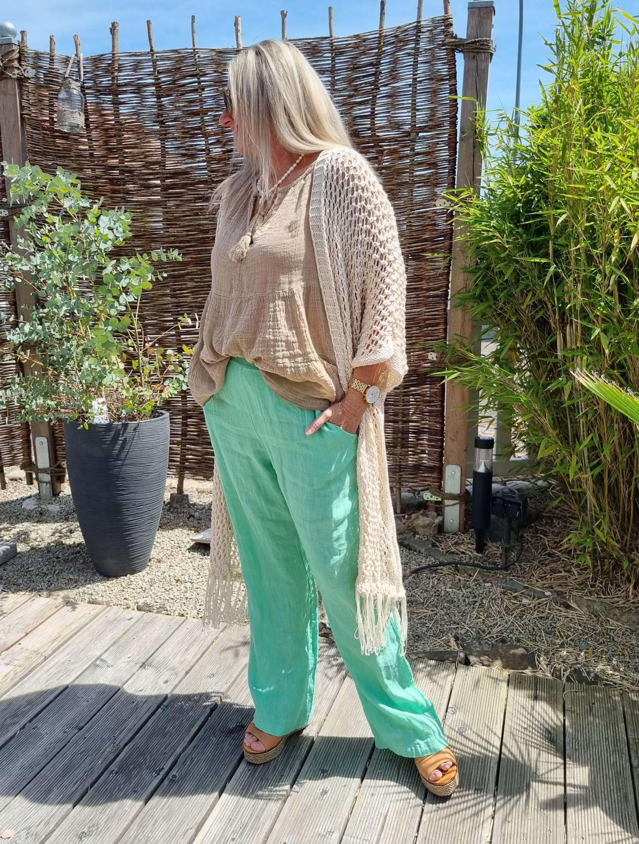 LINEN JOGPANT ALMA GRÜN 34-42 Made in Italy Leinen Hose PANT Sommerhose LINEN JOGPANT ALMA GRÜN 34-42 Made in Italy Leinen Hose PANT Sommerhose