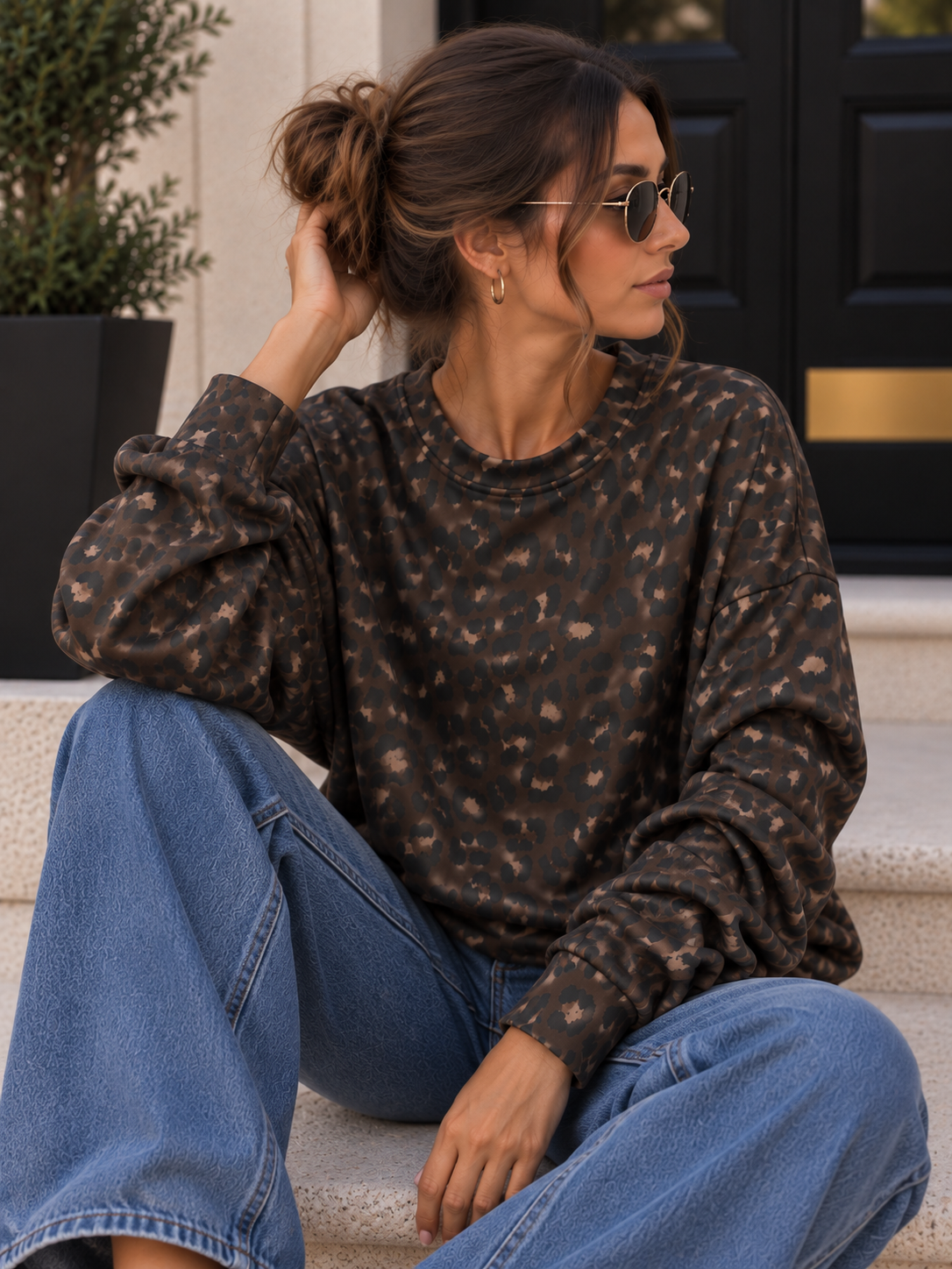 Sweater Butterstoff Leo mit Crinkle Ärmel I SW0073 I Made in Italy 34-42