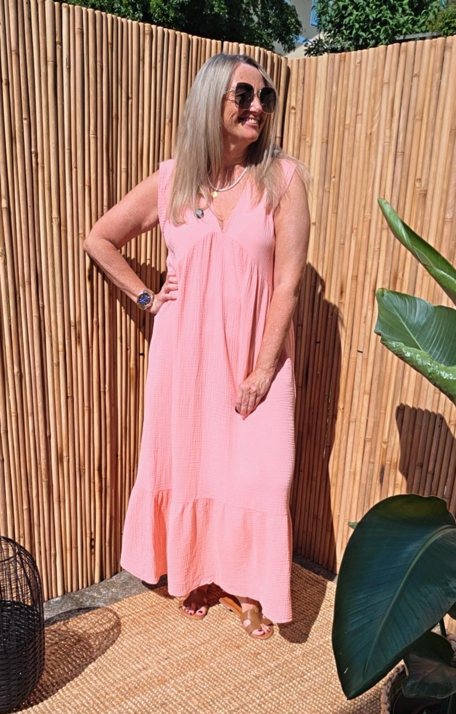 MAXI MUSSELIN KLEID ALANYA Made in Italy 34-40/42 ärmellos
