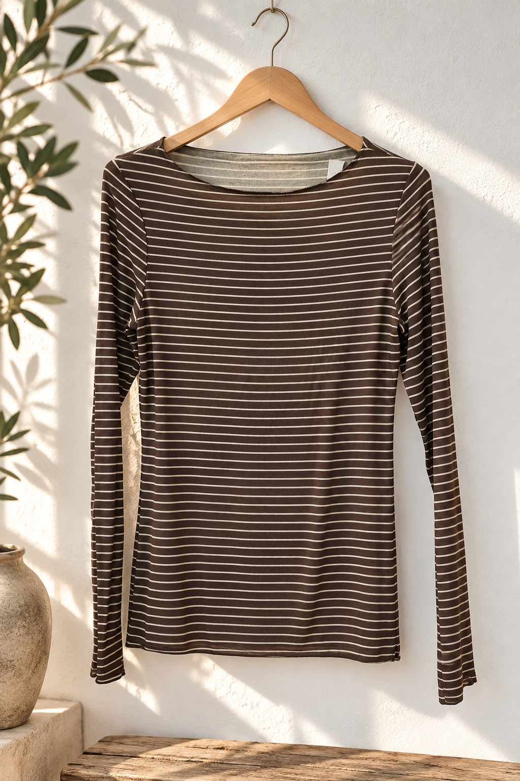 COMFY STRETCH LANGARMSHIRT STREIFEN Made in Italy Gr.  34- 40/42 LS0113 Cashmere