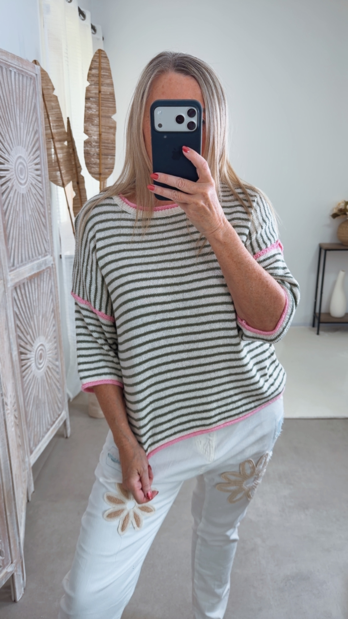Strickshirt Salo Stripes Made in Italy 34-42 Kurzarm Pullover