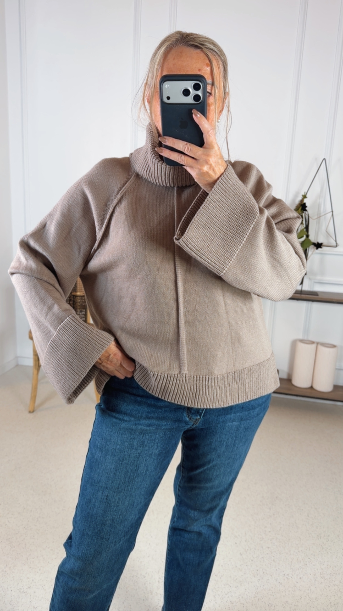 BASIC KNIT PULLOVER IRMI STRICK Made in Italy 34 -44 Made in Italy Rollkragen