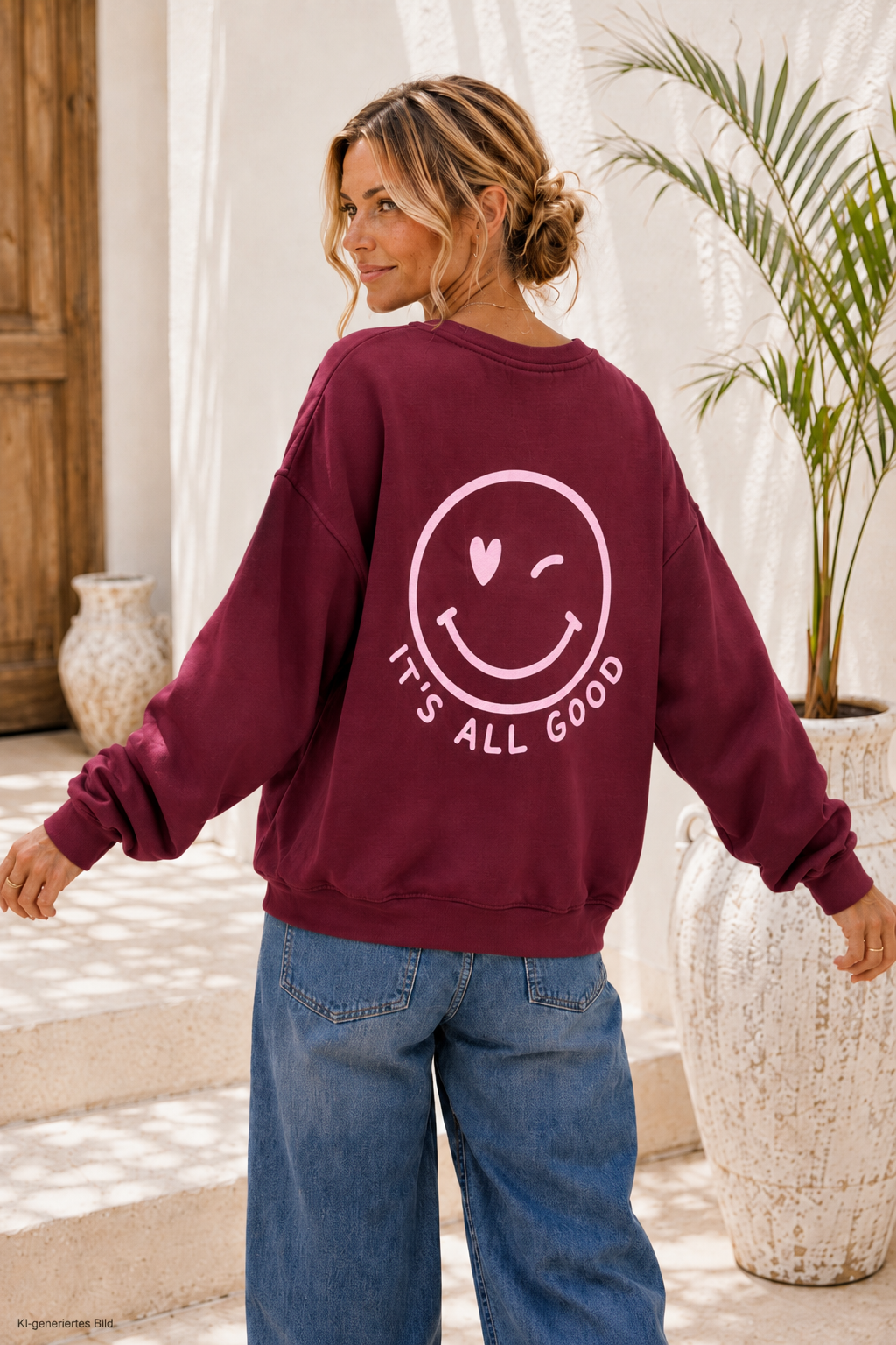 Sweatshirt „Happy Vibes NINA“ – Made in Italy
