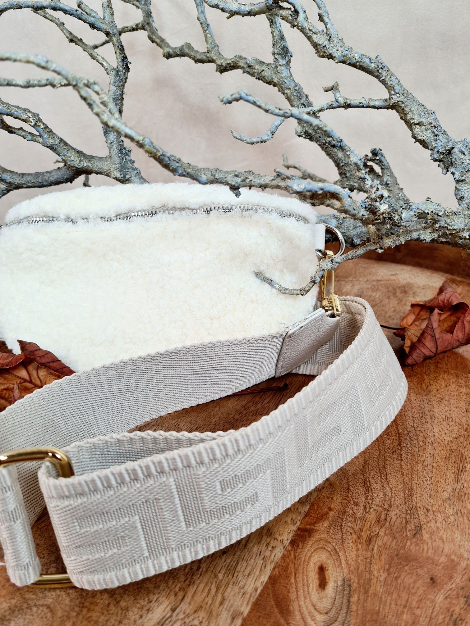 BAUCHTASCHE TEDDY S AURI CREME Umhängetasche mit Leder Made in Italy BAUCHTASCHE TEDDY S AURI CREME Umhängetasche mit Leder Made in Italy