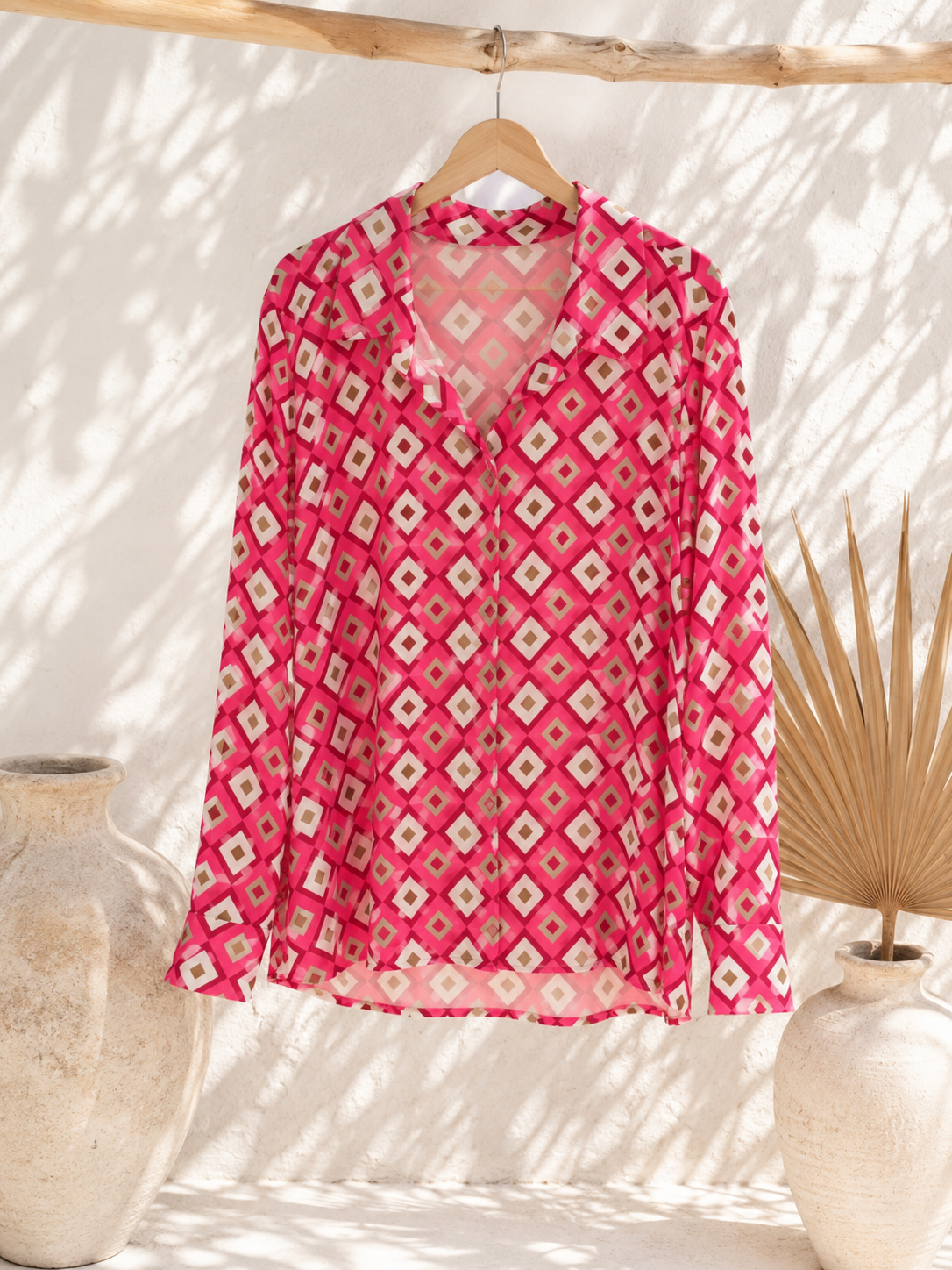 Bluse Valeria – Edle Kofferbluse mit grafischem Muster – Edle Kofferbluse mit grafischem Muster Made in Italy Gr 34-42