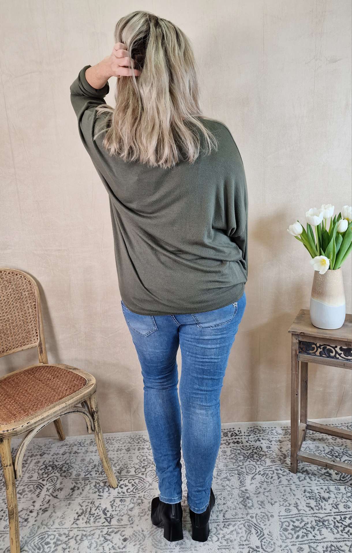 LONGSLEEVE SHIRT DARE TO BE DIFFERENT KHAKI 34-42/44 Made in Italy Langarm Pullover Oversize LONGSLEEVE SHIRT DARE TO BE DIFFERENT KHAKI 34-42/44 Made in Italy Langarm Pullover Oversize