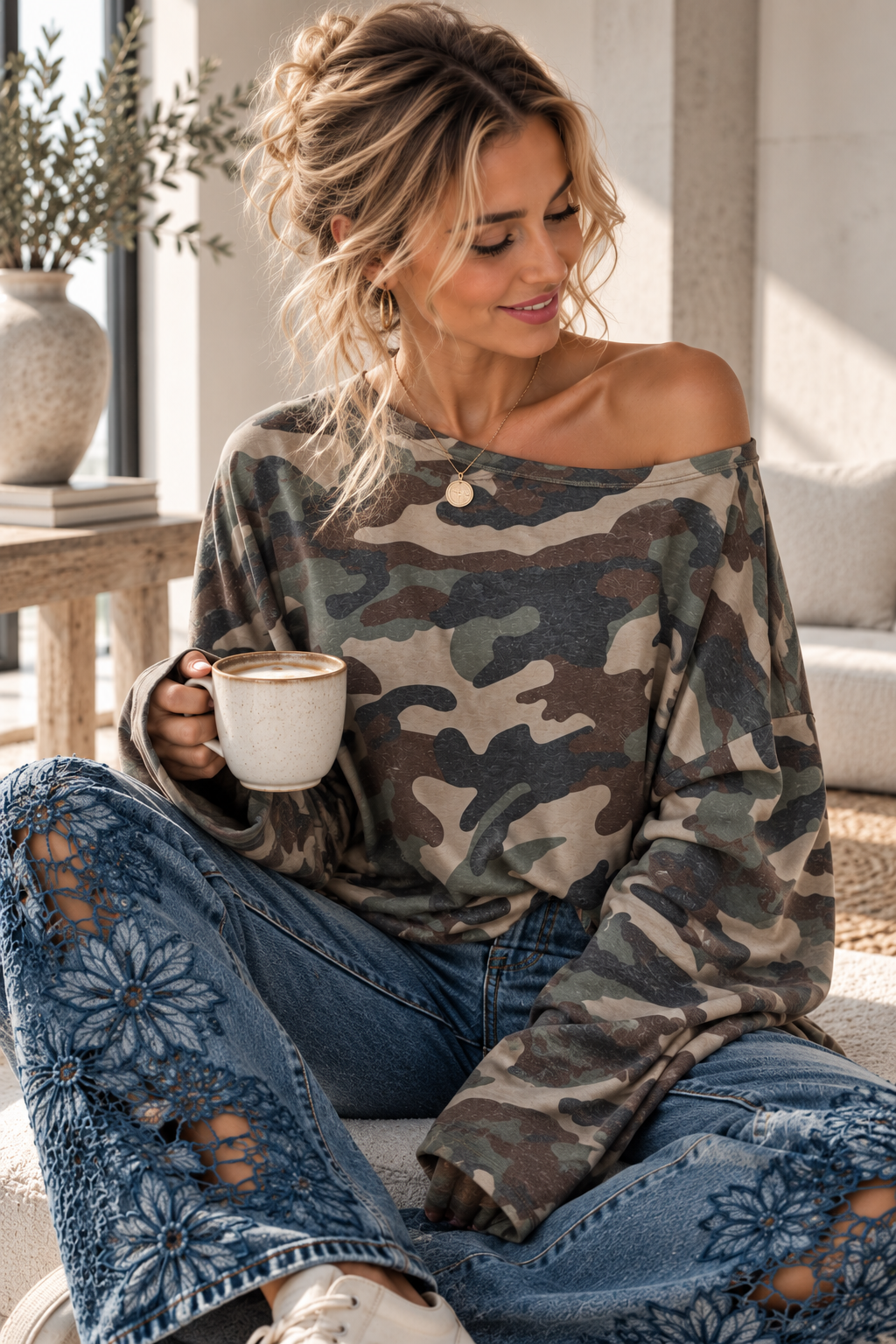 LONGSLEEVE CAMOUFLAGE Made in Italy Gr. 36 - 46 LS0108 Sweater