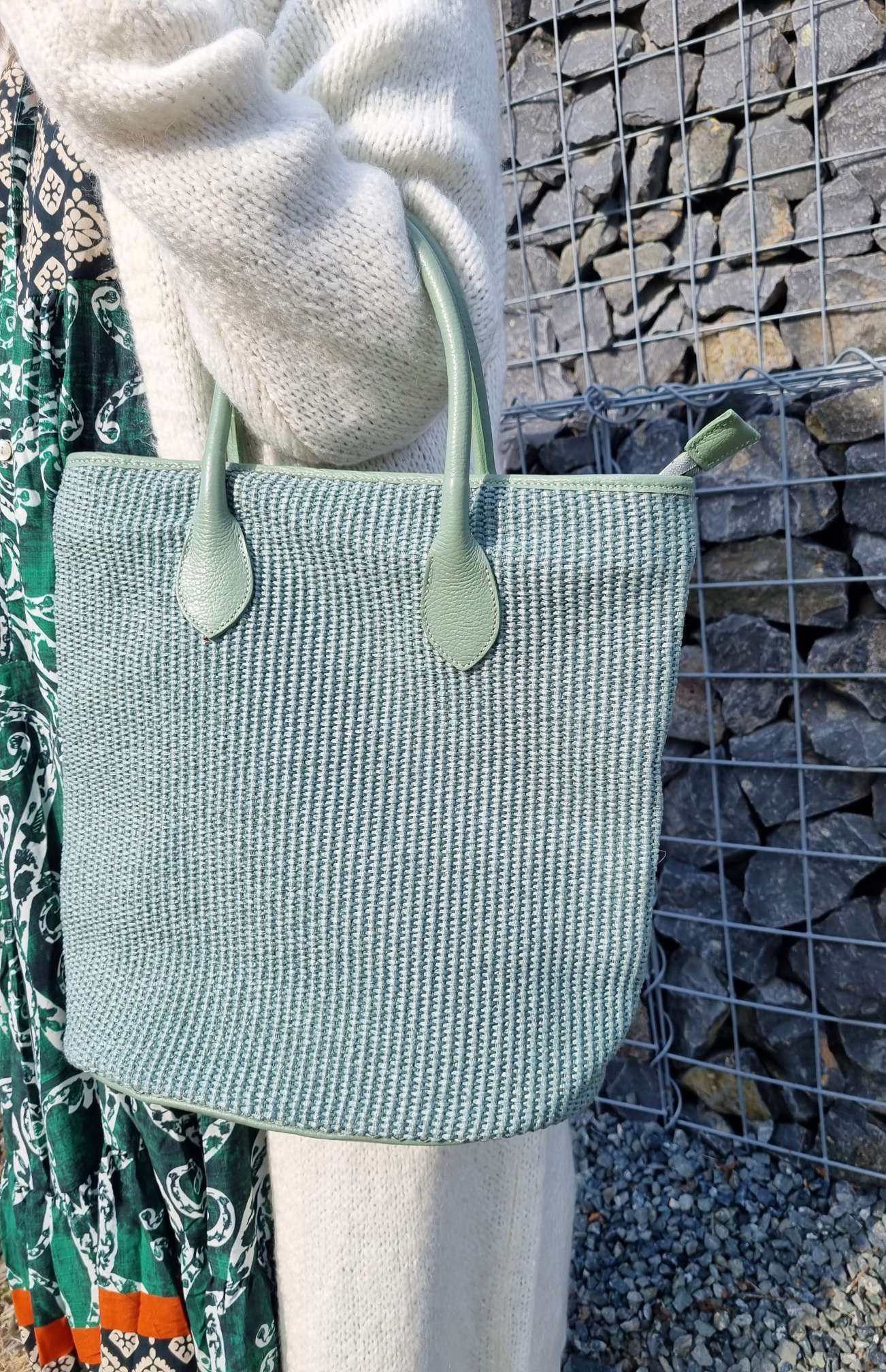 BAST SHOPPER ARIA MINT Leder Tasche Shopping Bag Umhängetasche Made in Italy BAST SHOPPER ARIA MINT Leder Tasche Shopping Bag Umhängetasche Made in Italy