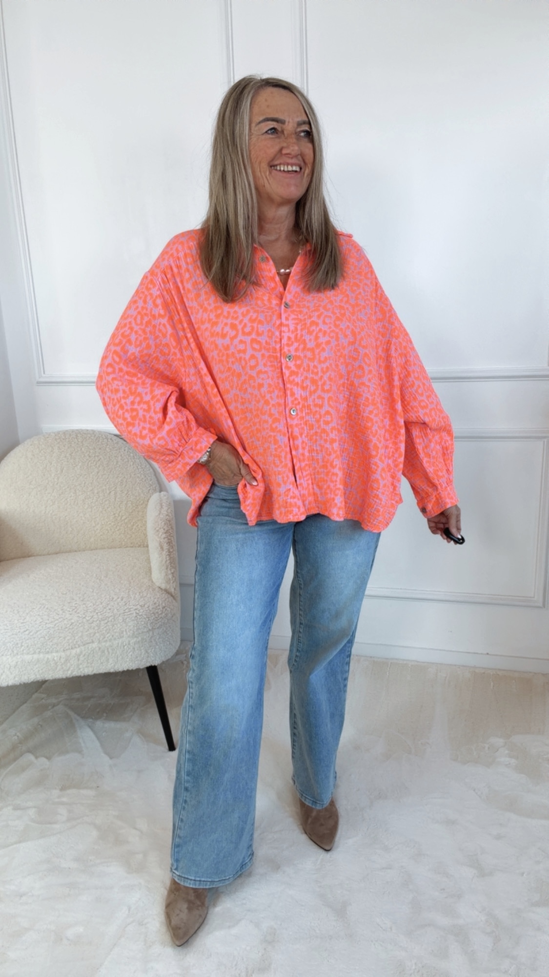 MUSSELIN BLUSE MEGAN LEO KURZ Made in Italy 34-44