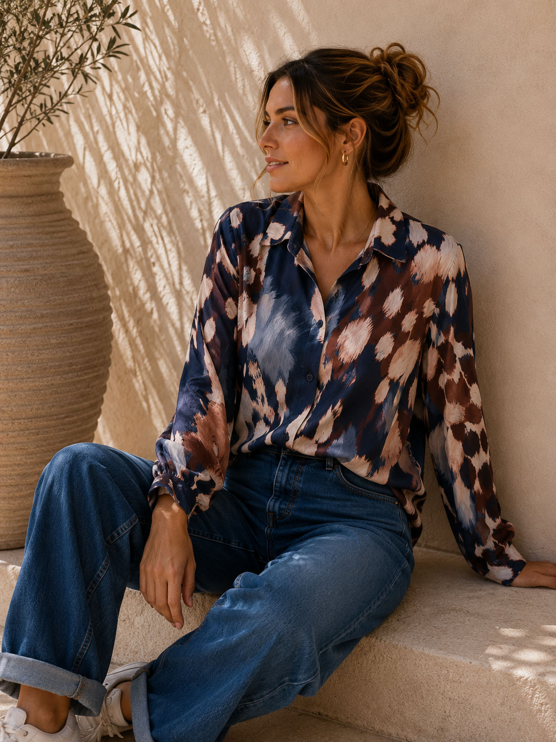 Kofferbluse Bluse Olivia – Edle Kofferbluse mit afro Muster –  Made in Italy Gr 34-42