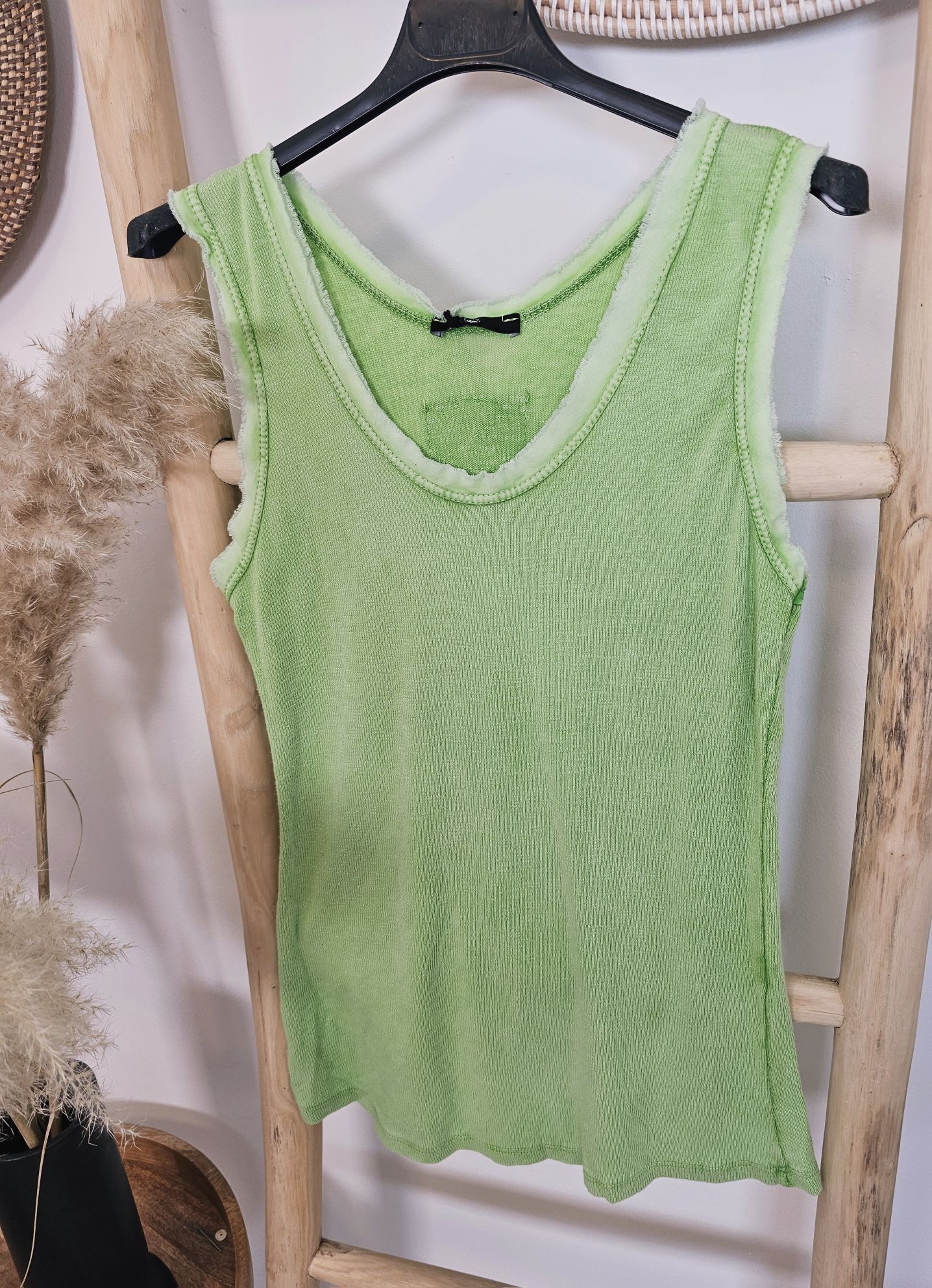 BASIC TOP LULU GRÜN 34-40 Made in Italy Shirt Oberteil Baumwolle