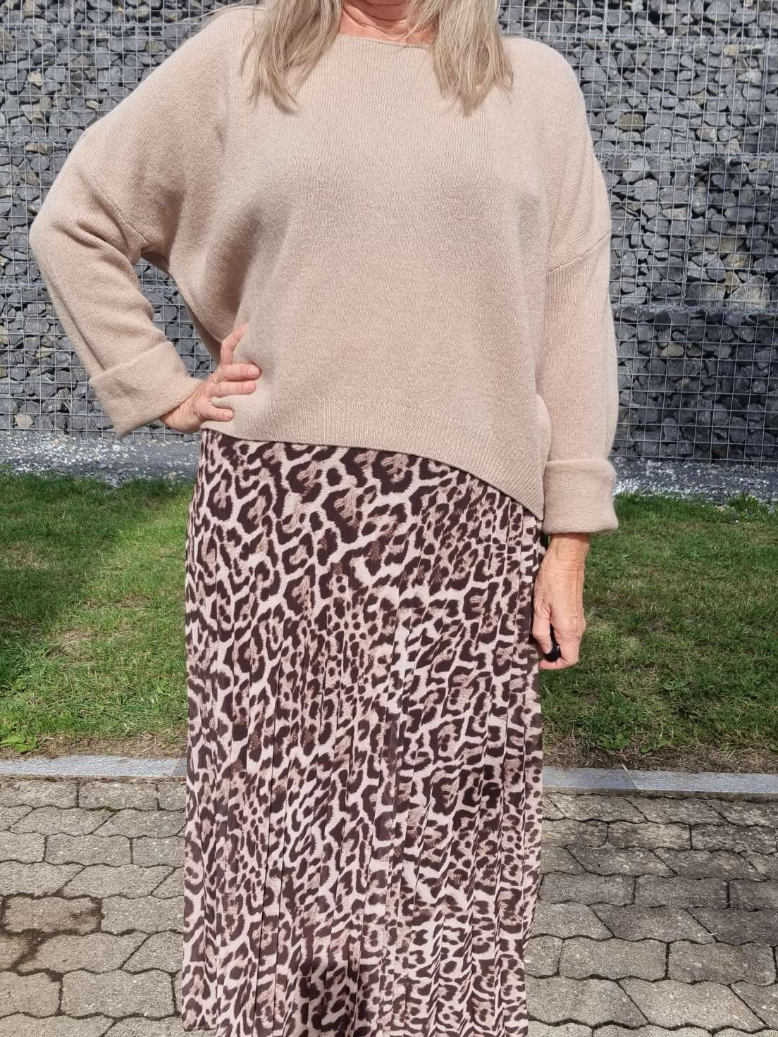 PLISSEE SKIRT SARABI LEO CREME Midi Rock Made in Italy 34-40 PLISSEE SKIRT SARABI LEO CREME Midi Rock Made in Italy 34-40