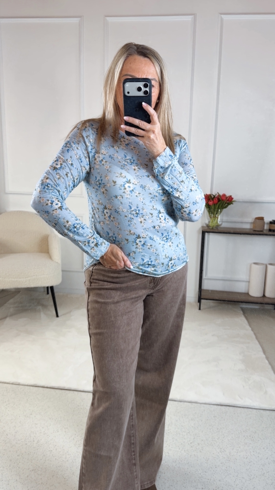 SHIRT LANGARM BLUMEN COLIN Made in Italy 34 - 38