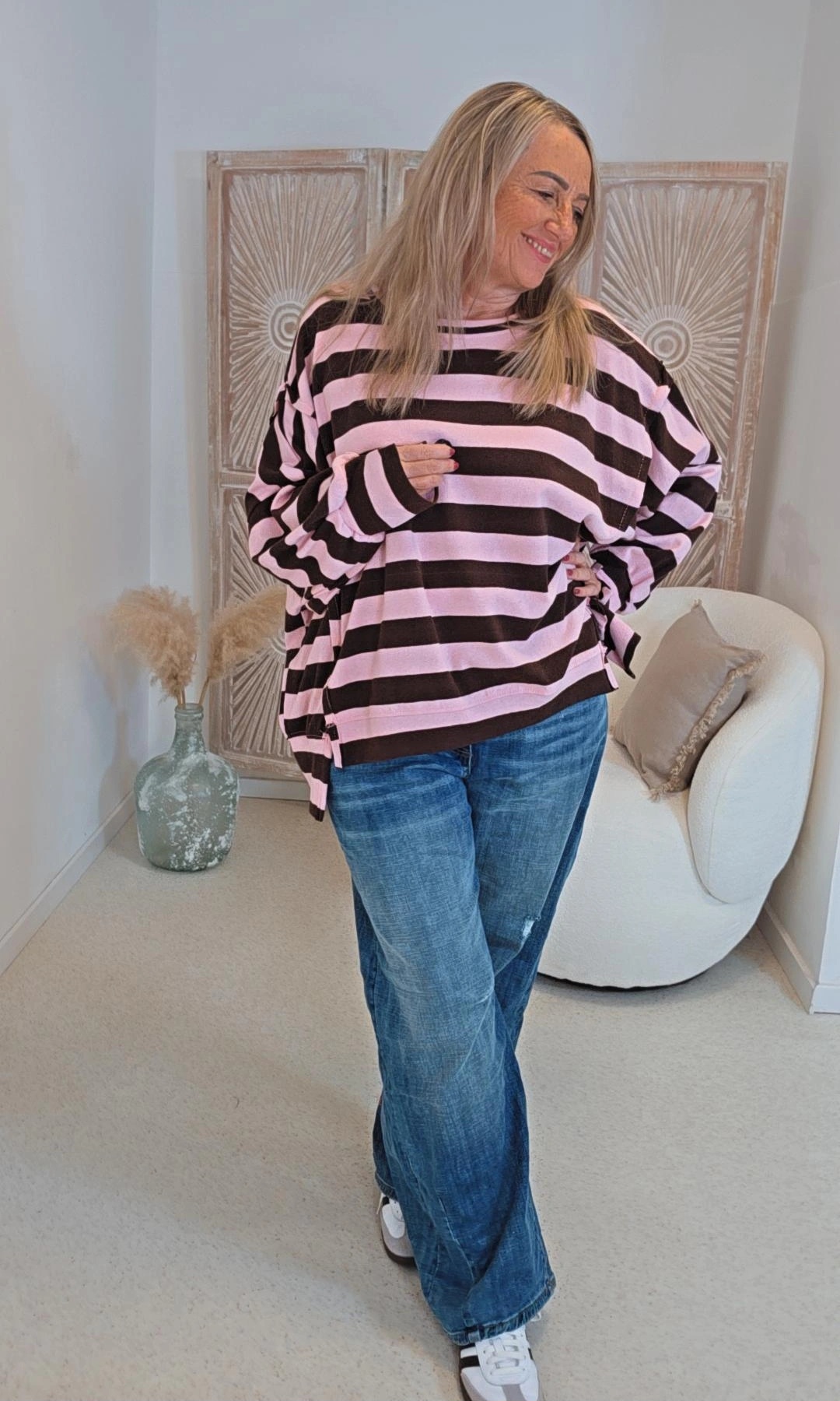 OVERSIZE SWEATER AYLIN BLOCKSTREIFEN 34-44/46 Made in Italy