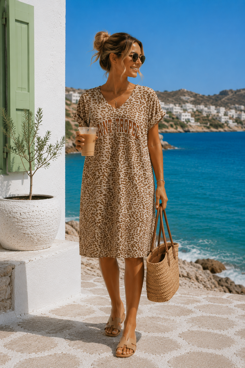 Leo-T-Shirt-Kleid Safiya Saint Tropez Made in Italy 34-42/44