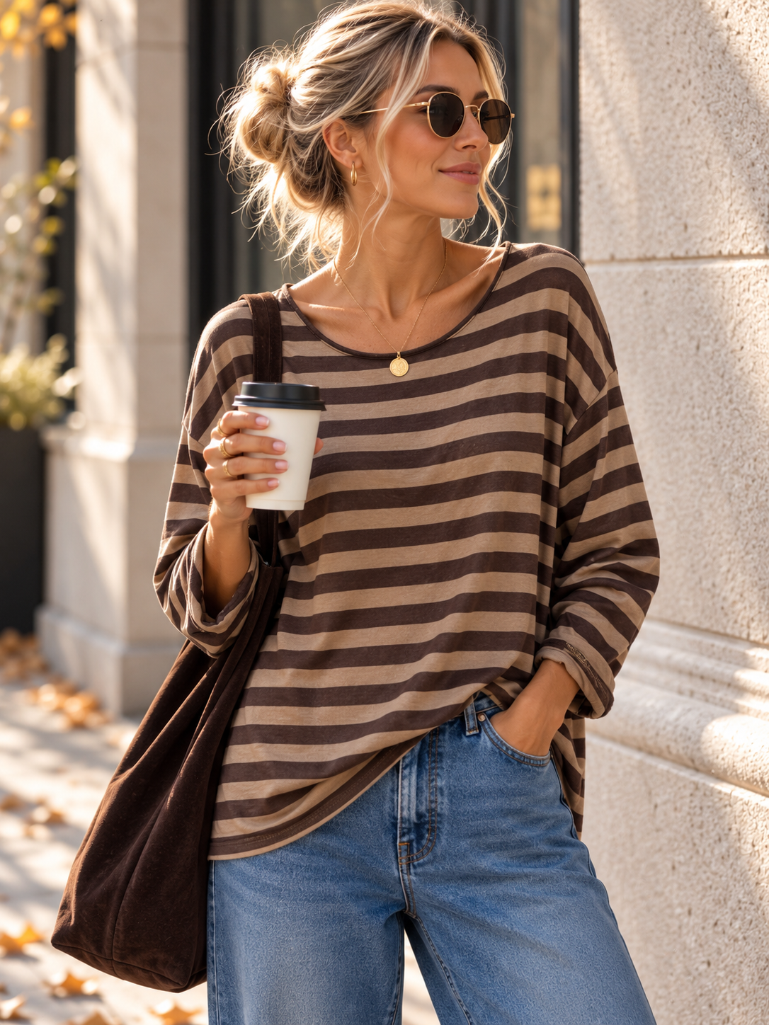 Longsleeve mit Streifen I LS0039 I Made in Italy 34-42