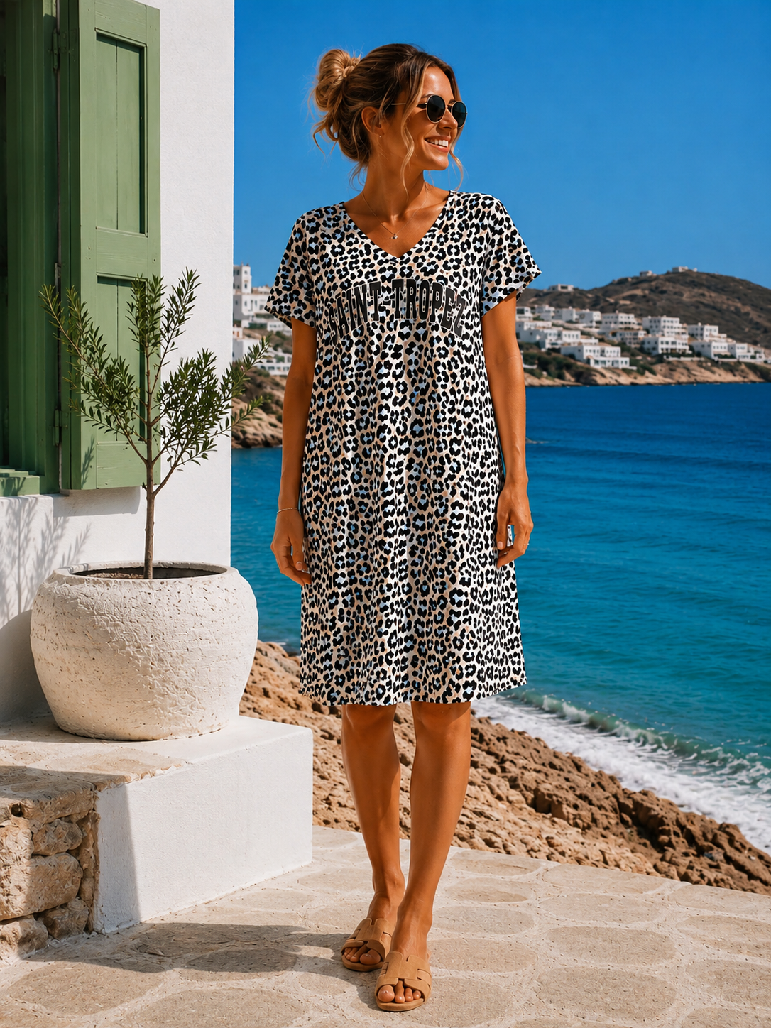 Leo-T-Shirt-Kleid Safiya Saint Tropez Made in Italy 34-42/44