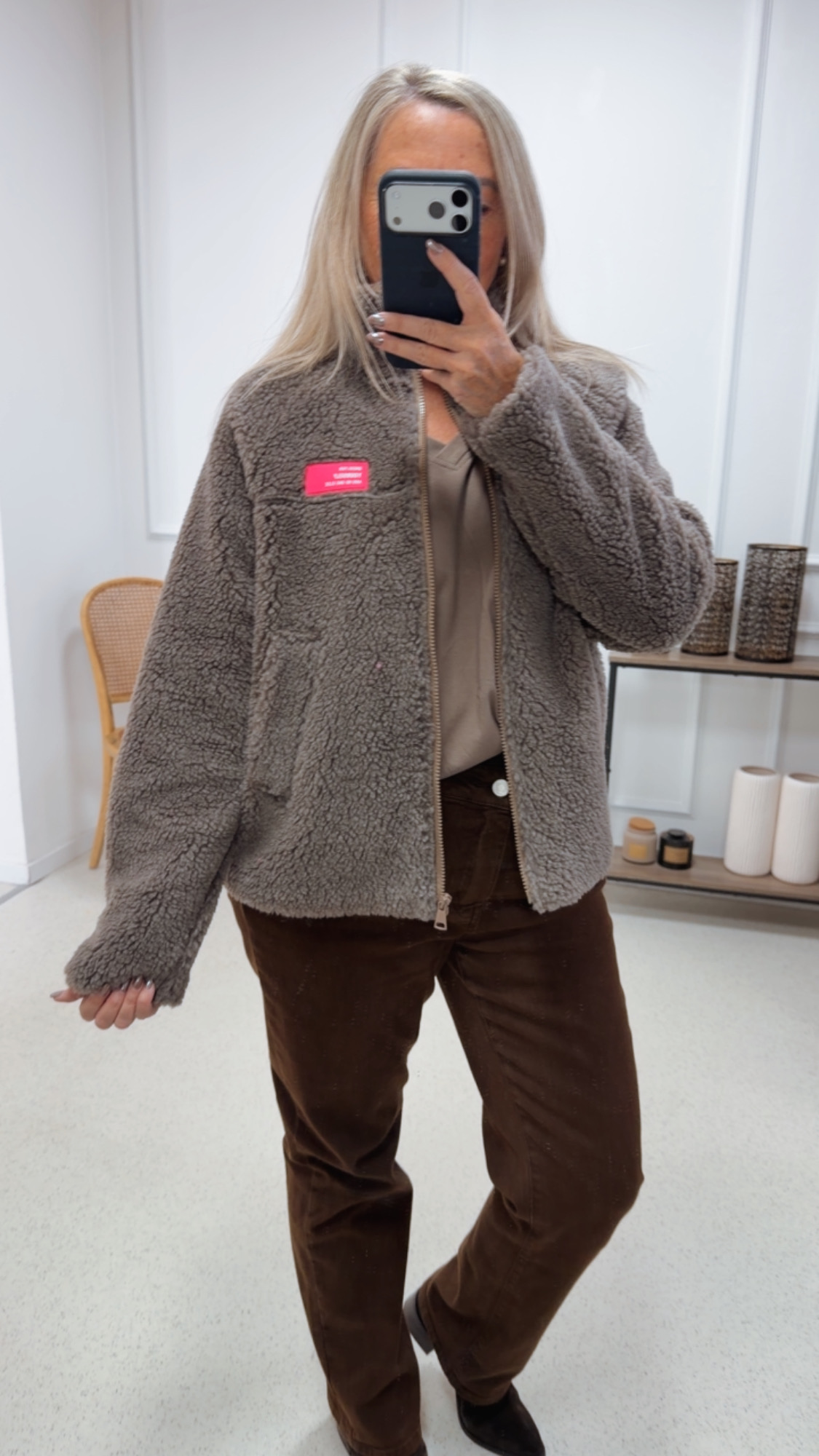 KURZE TEDDY JACKE PHILOMENA 34-40 Made in Italy mit Patch "Dress for yourself"