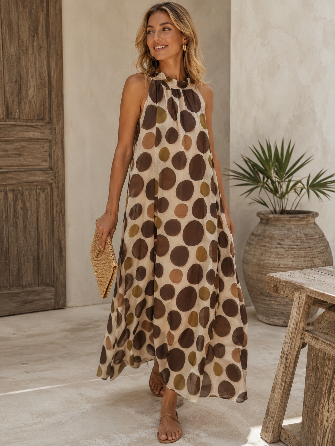 Polka Dots Kleid Zakynthos – Made in Italy | Passend bis zu einer guten Größe 42