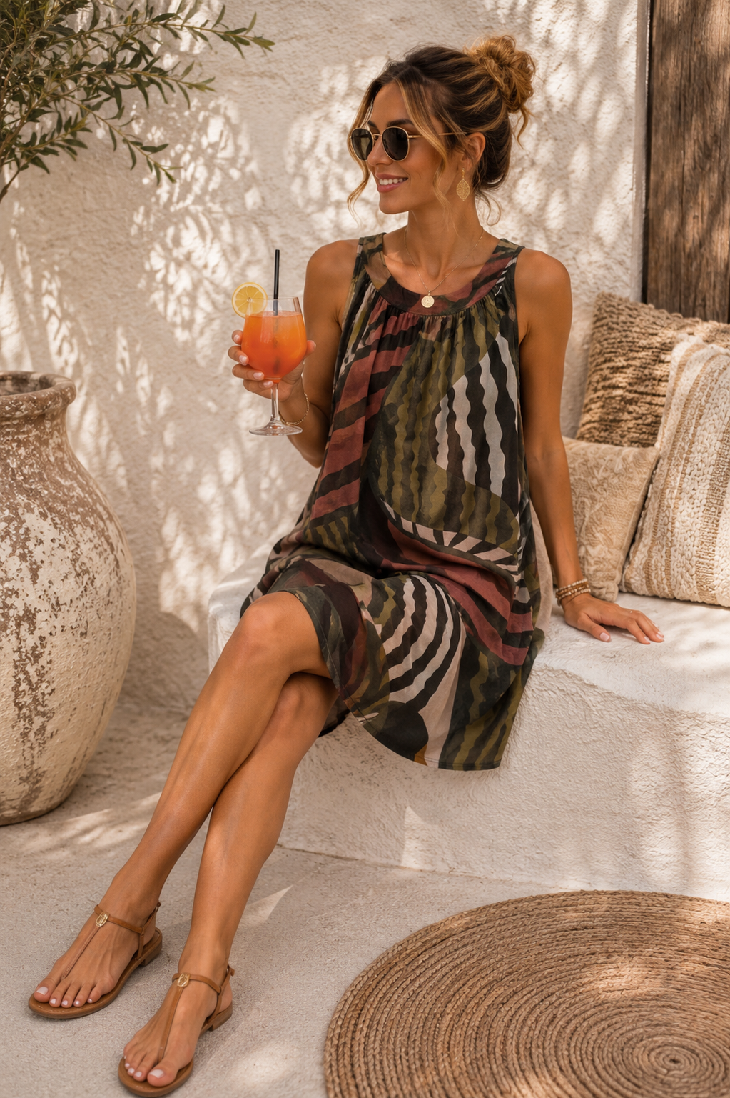 Kleid Marella – Sommerkleid mit grafischem Print Made in Italy Gr, 34-42