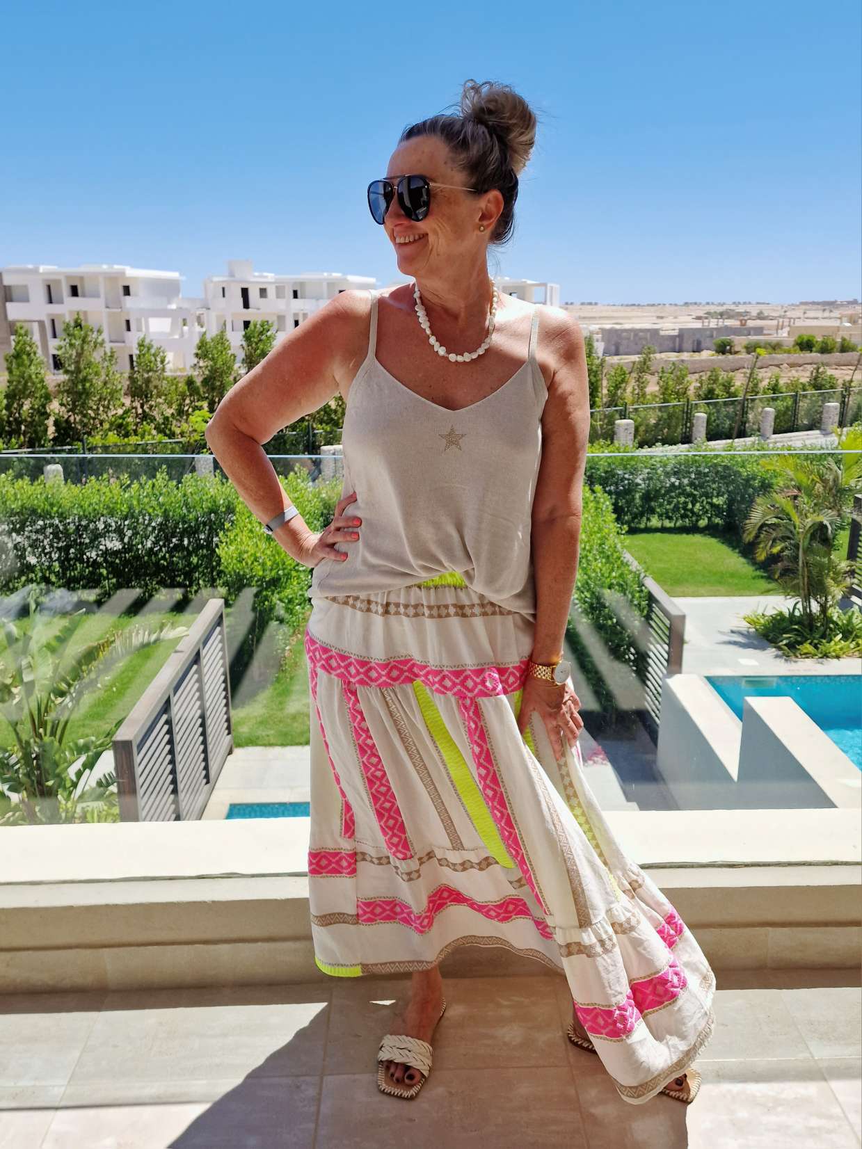 MAXI SKIRT RUANDA PINK GELB 34-40 Made in Italy Maxi Rock Damenrock MAXI SKIRT RUANDA PINK GELB 34-40 Made in Italy Maxi Rock Damenrock