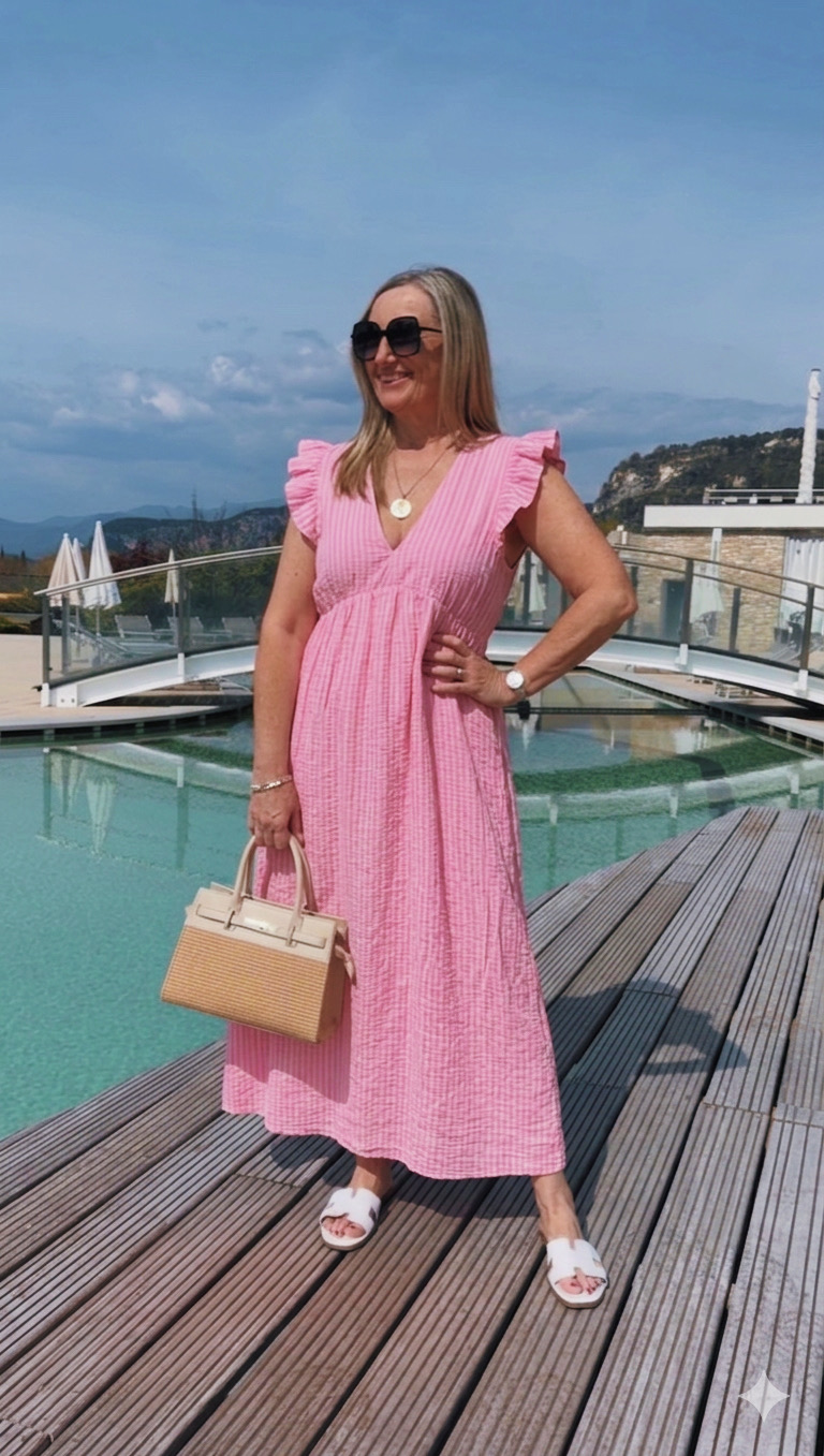 MUSSELIN KLEID ZOE STRIPES 34 - 42 Made in Italy ärmellos Rüsche