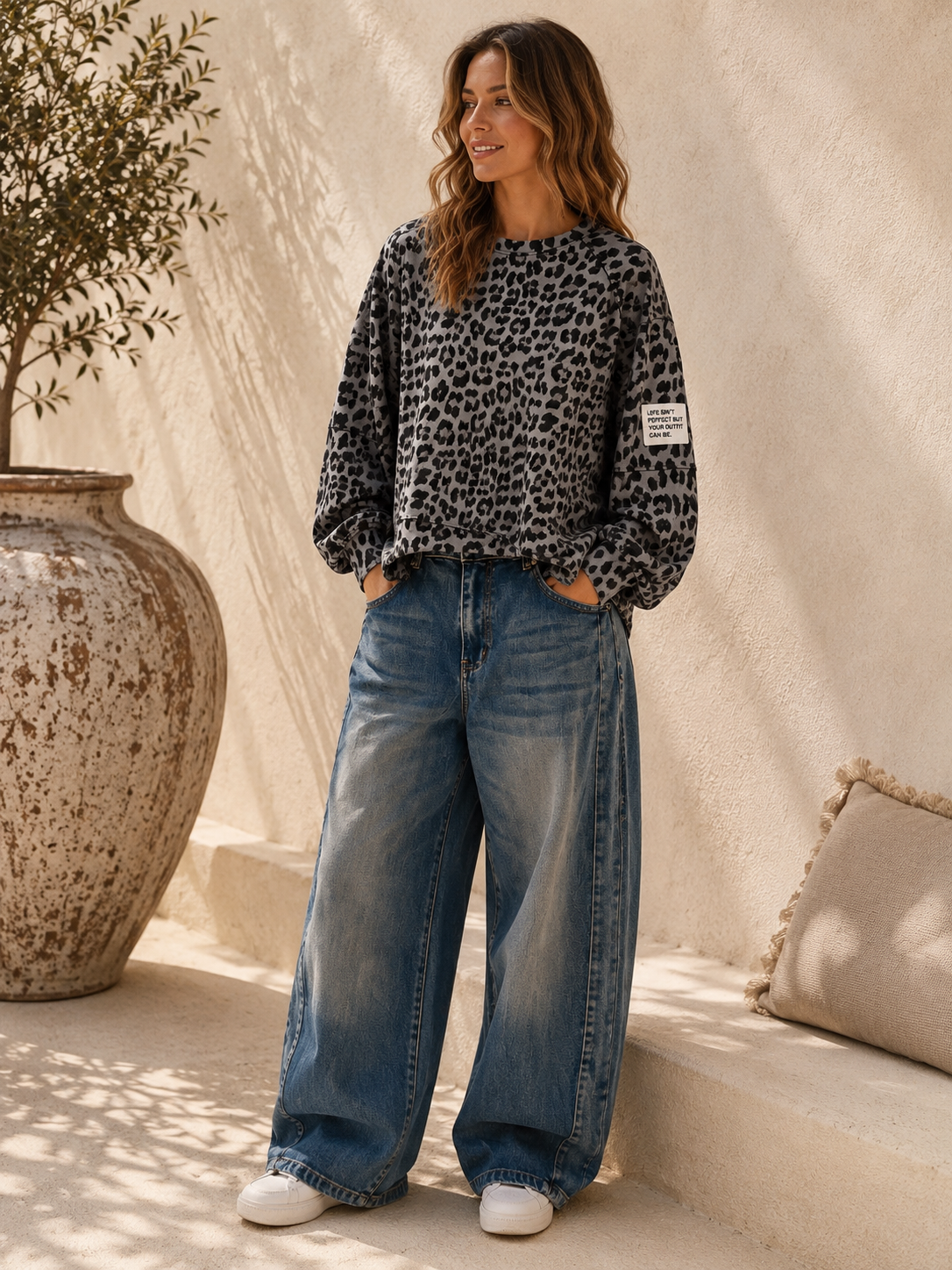 Sweater Leo Patch Juna Made in Italy 34-42 Sweatshirt