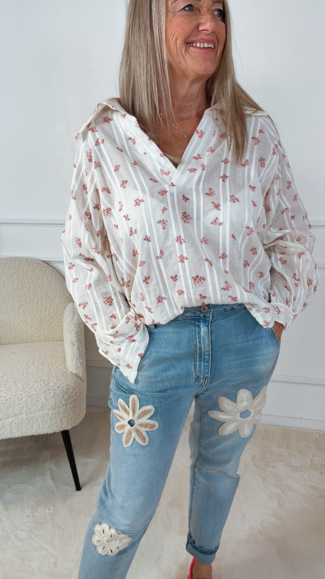 BLUSE FLEURE BLUMEN Made in Italy 34 - 40