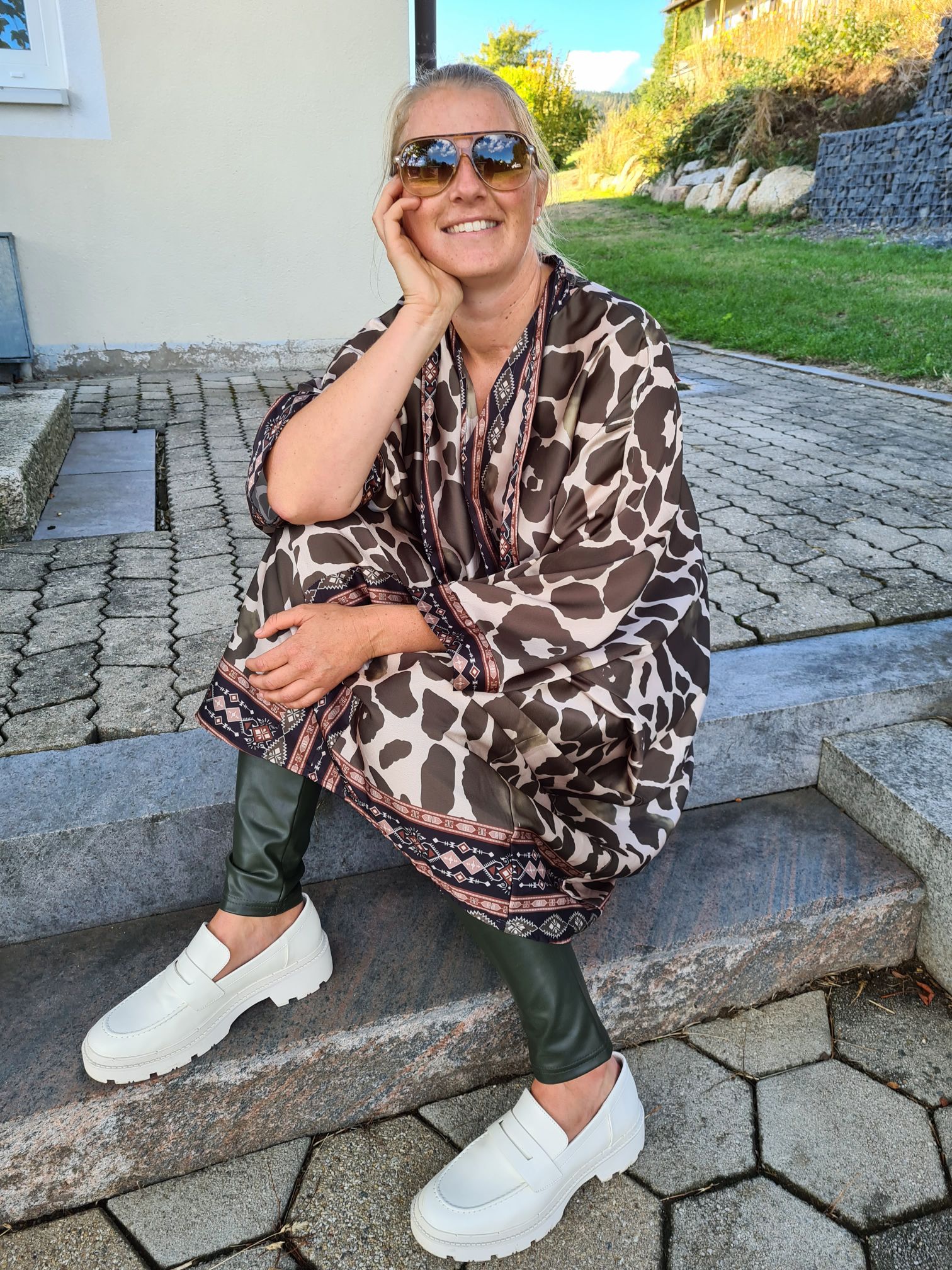EDLES BLUSEN KLEID THEA KHAKI Midi Kleid Dress Longbluse Made in Italy 34-42 EDLES BLUSEN KLEID THEA KHAKI Midi Kleid Dress Longbluse Made in Italy 34-42