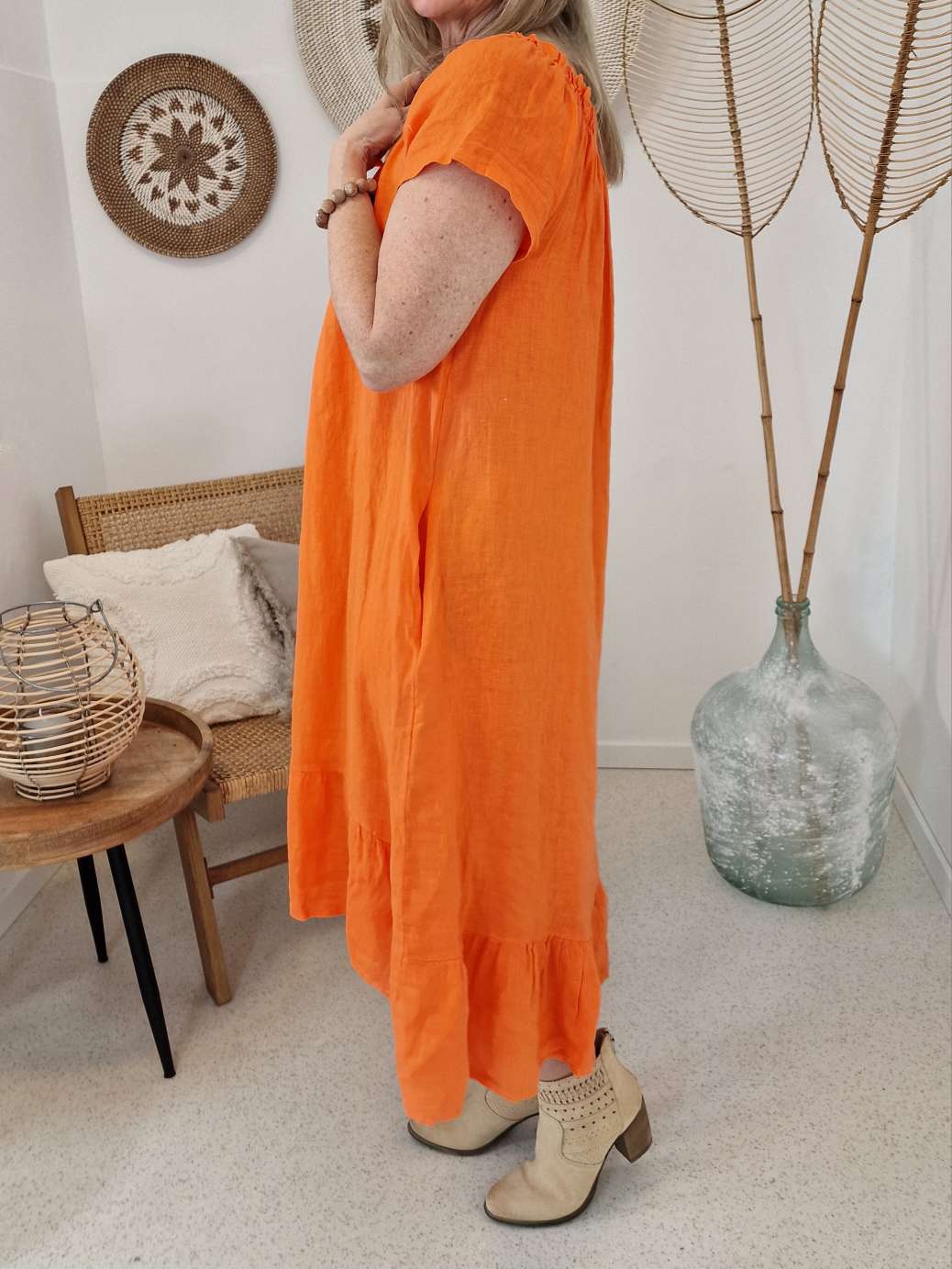 LINEN TUNIKA DRESS LUISE ORANGE 34-42 Made in Italy Leinen Kleid Leinenkleid Linendress LINEN TUNIKA DRESS LUISE ORANGE 34-42 Made in Italy Leinen Kleid Leinenkleid Linendress