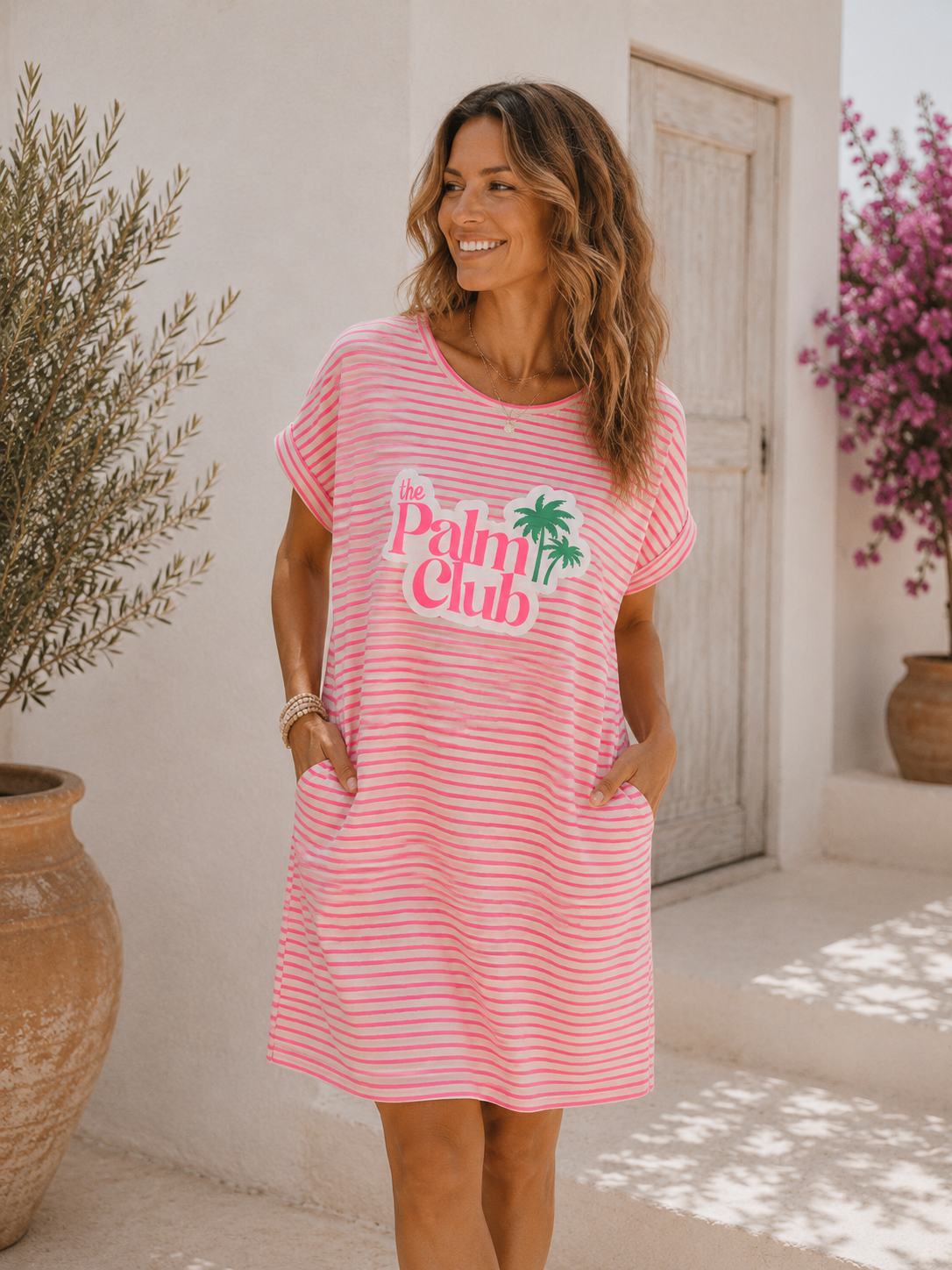T-Shirt Kleid Valencia Stripes Palm Club Made in Italy 34-40/42