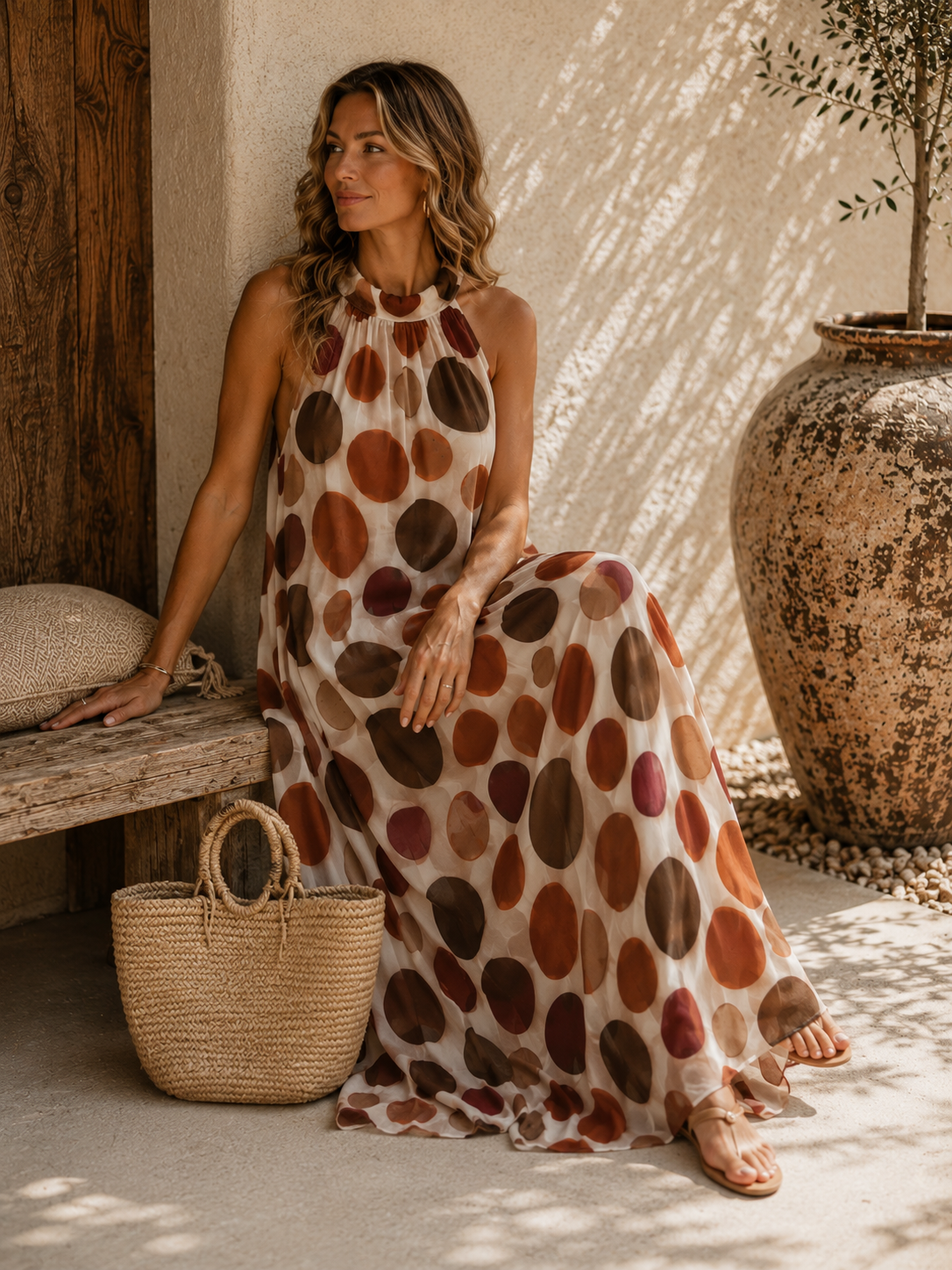 Polka Dots Kleid Zakynthos – Made in Italy | Passend bis zu einer guten Größe 42