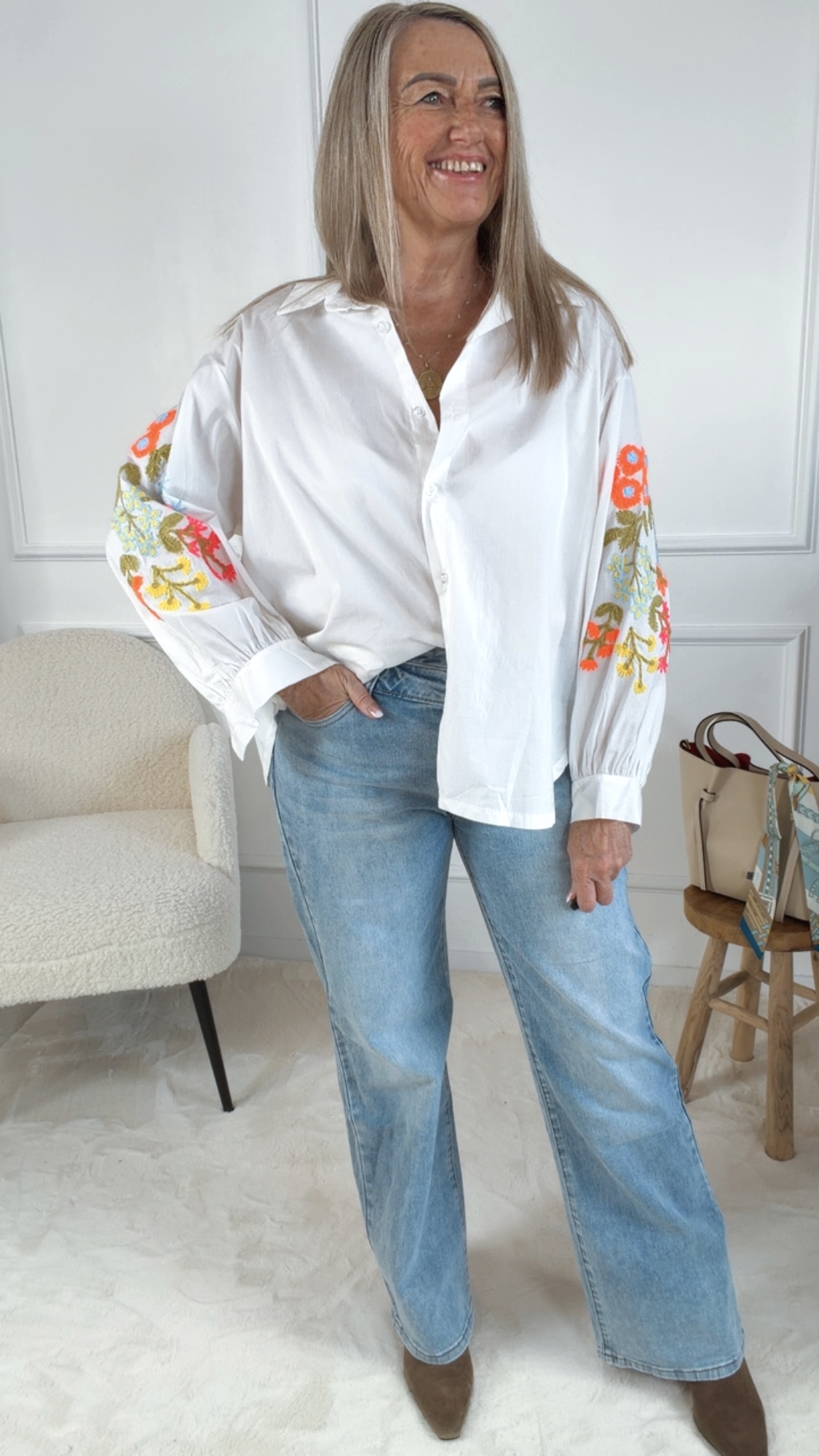 BLUSE XUNI BLUMENMUSTER Made in Italy 34 44