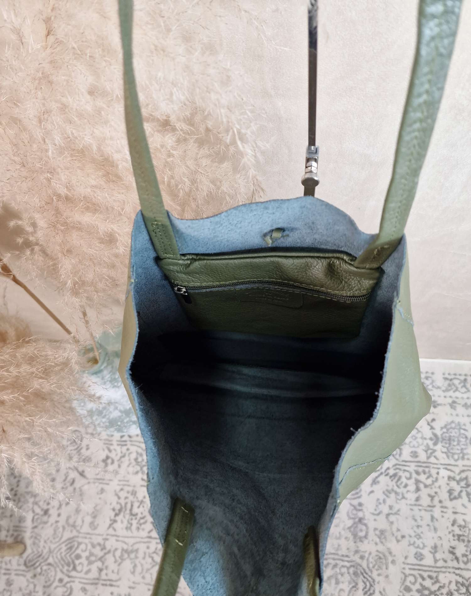 BASIC LEDER SHOPPER MARA KHAKI Made in Italy Ledertasche Tasche BASIC LEDER SHOPPER MARA KHAKI Made in Italy Ledertasche Tasche